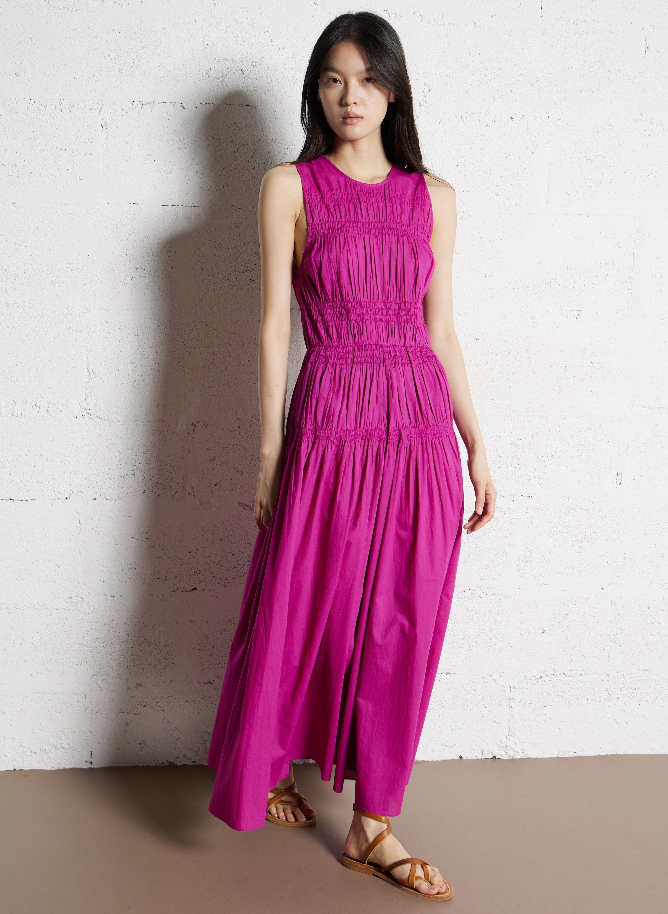 Halflange jurk met ronde hals van katoen ANTIK BATIK Roze