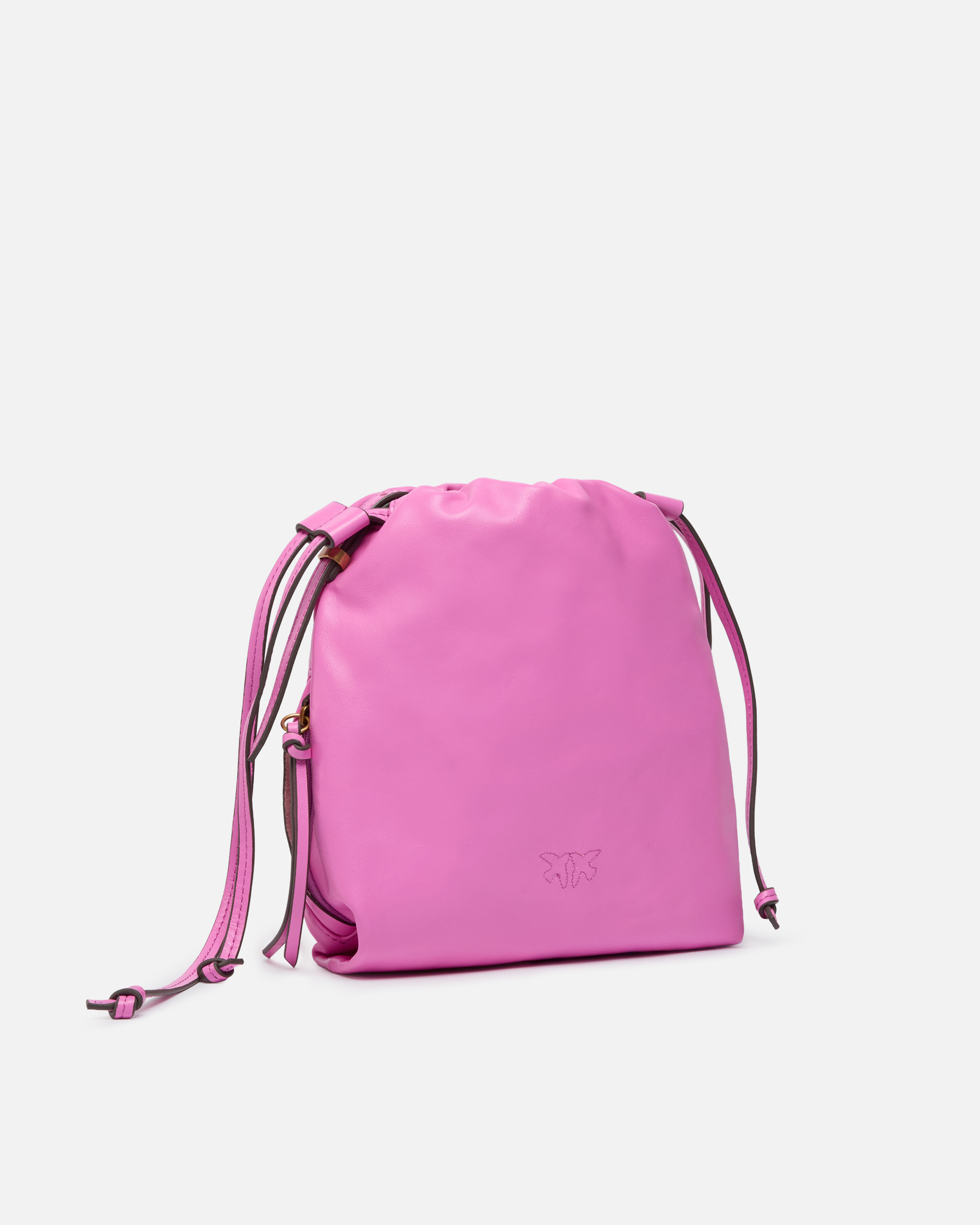 Mini slouchy leather shoulder bag with love birds logo PINKO Pink