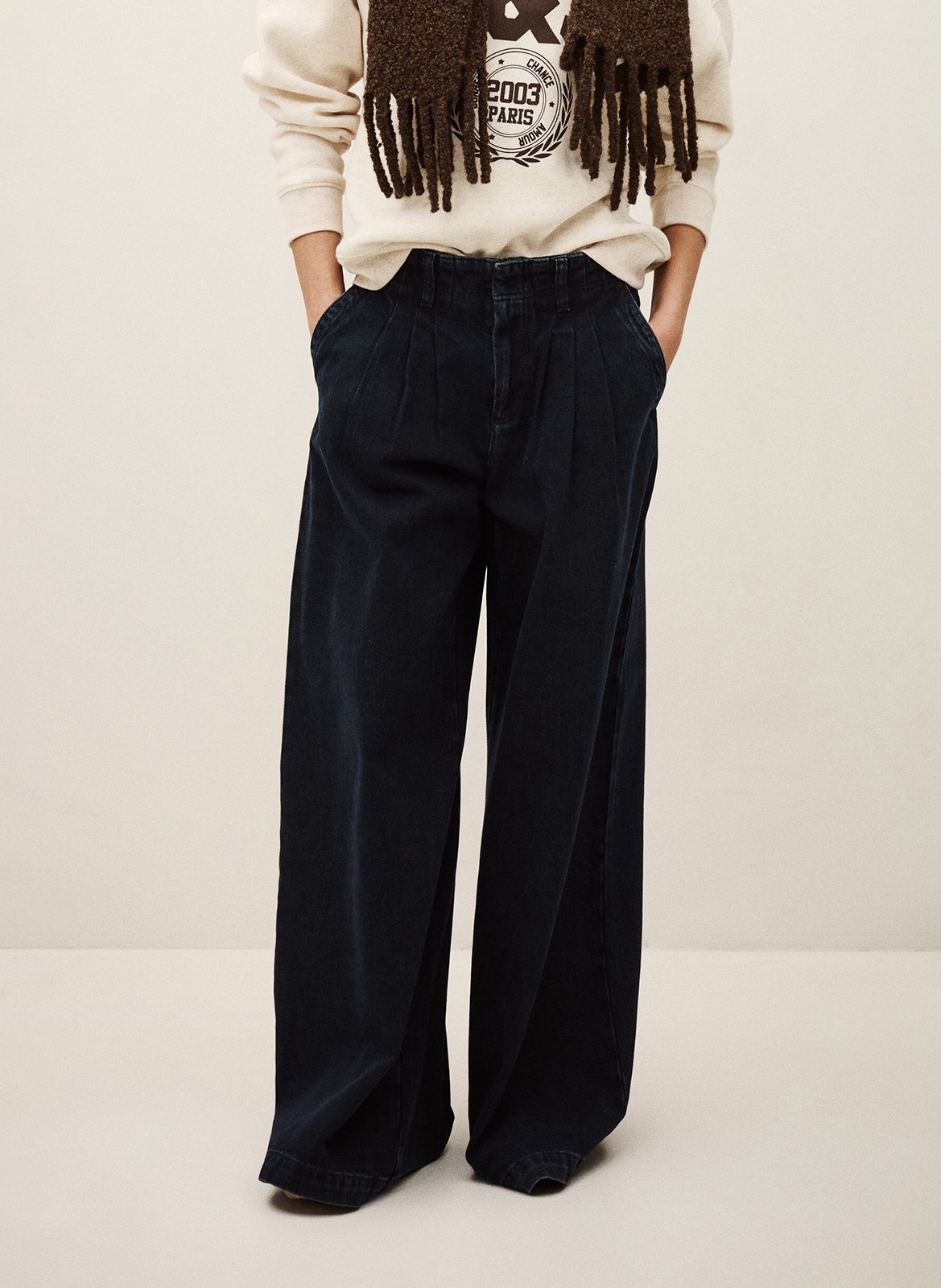 Pantalon large à pinces délavé BA&SH Bleu