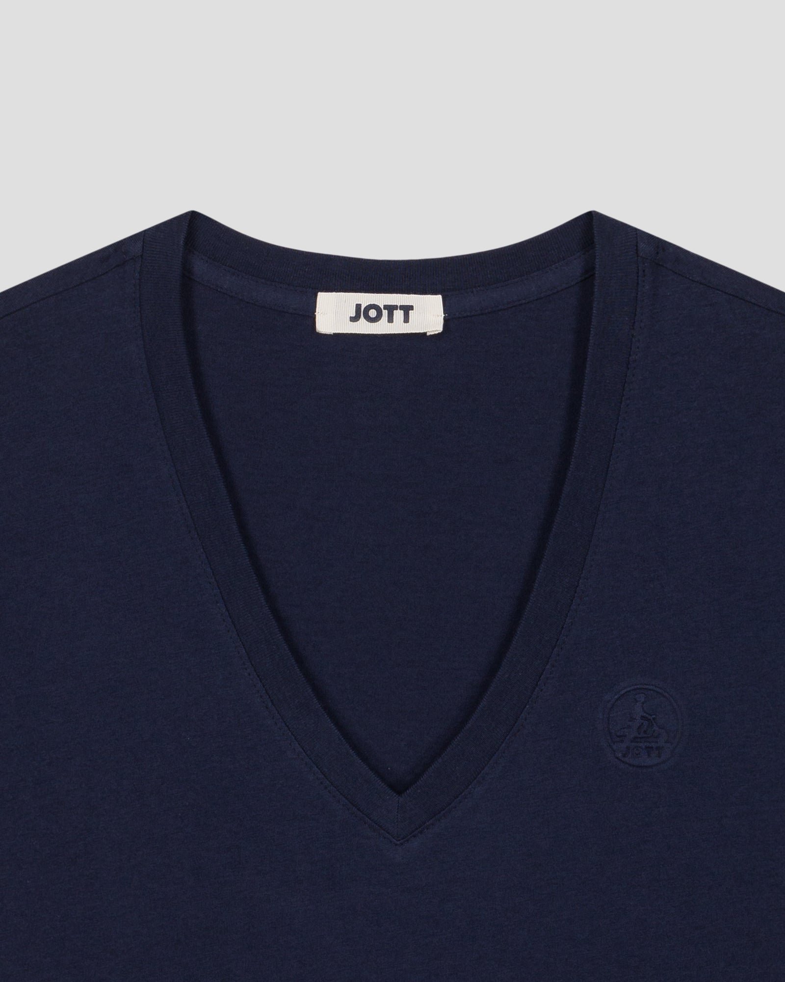 <p>T-shirt plain V-neck in cotton Sofia 2.0</p> JOTT Blue