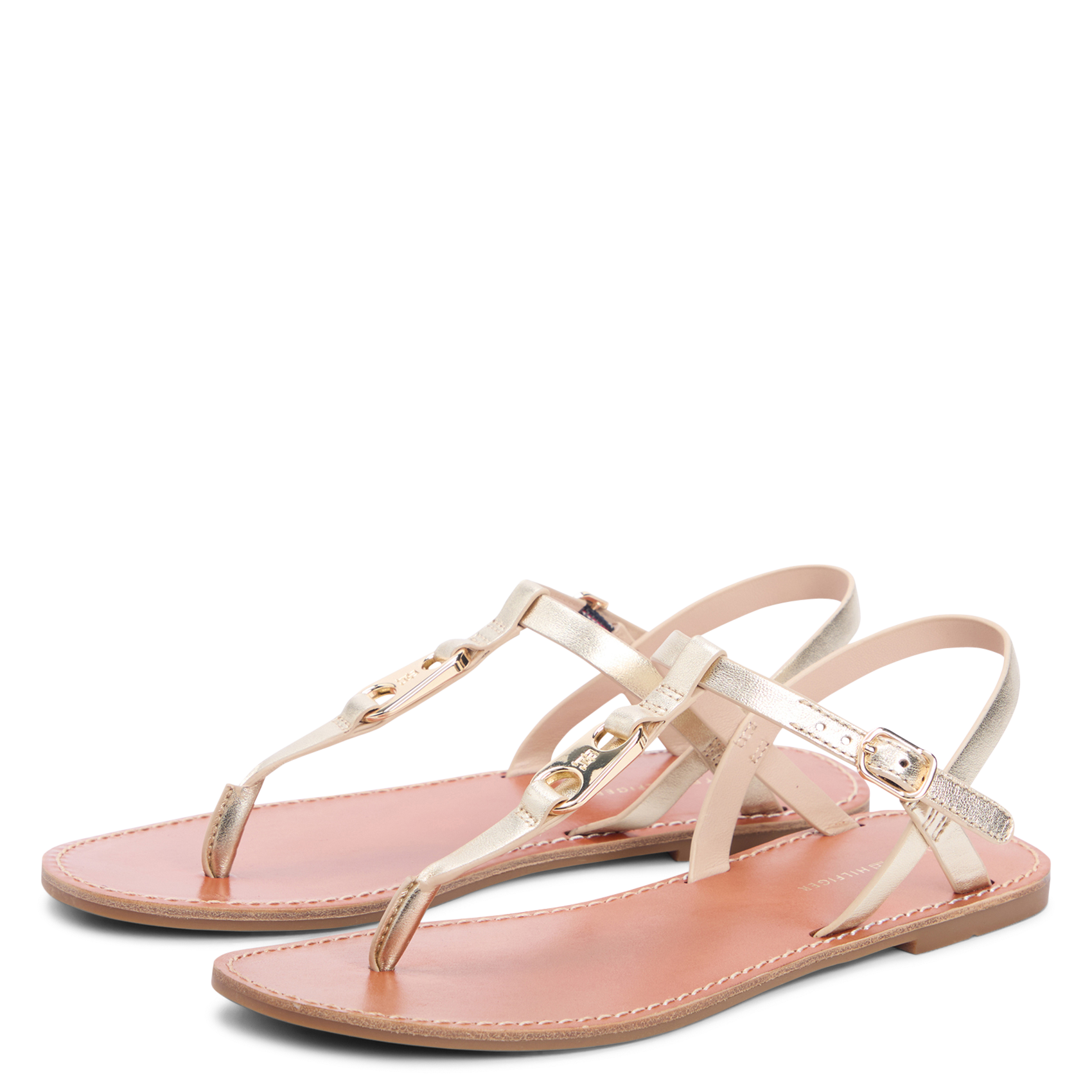 Flat leather sandals TOMMY HILFIGER Golden