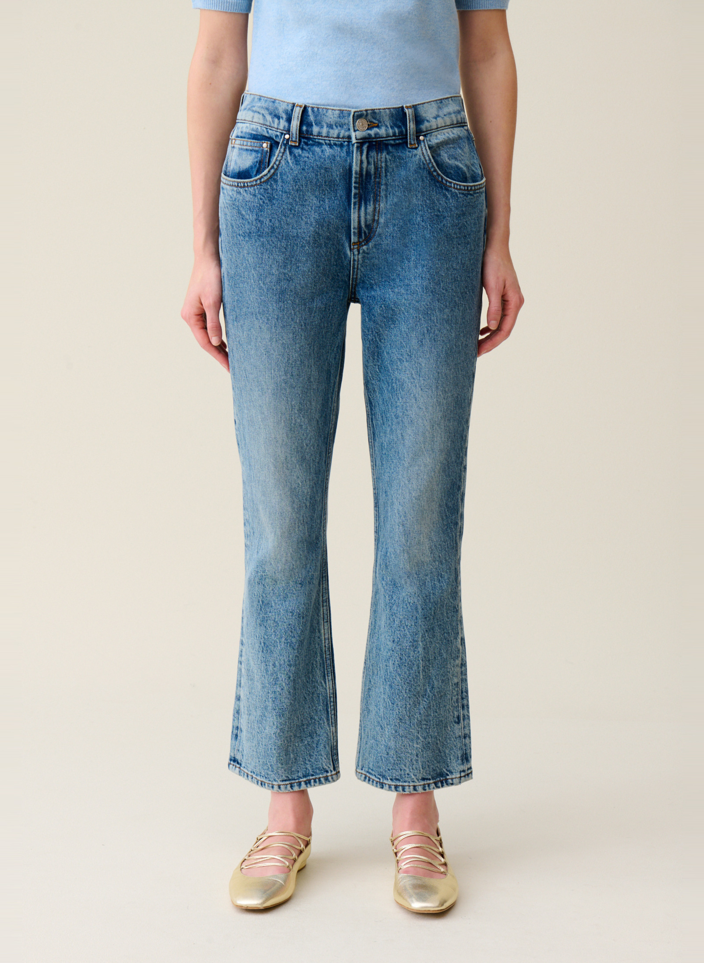 Jean flare en coton mélangé CLAUDIE PIERLOT Bleu