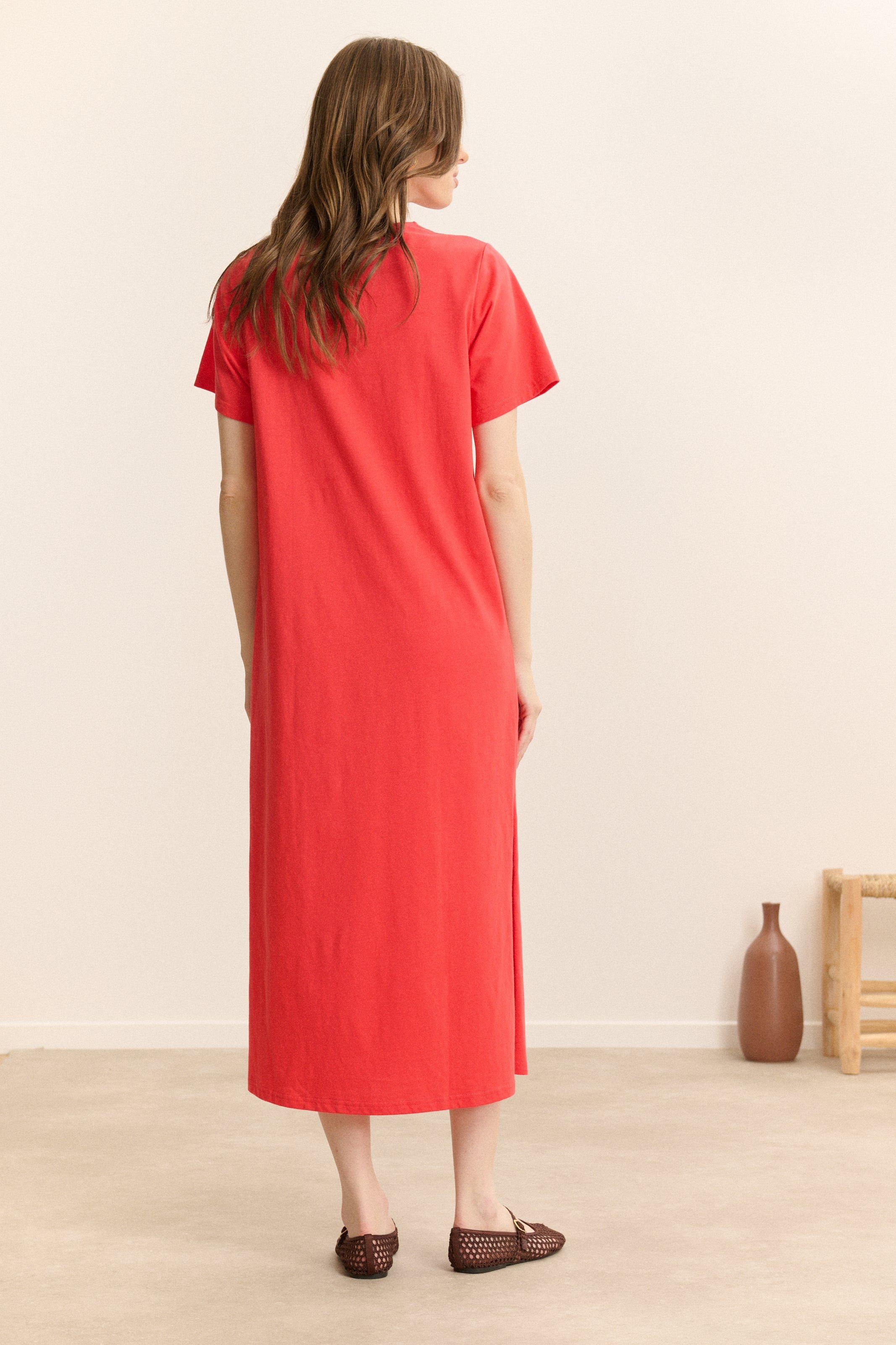 Short-sleeve midi jersey dress GARANCE PARIS Red