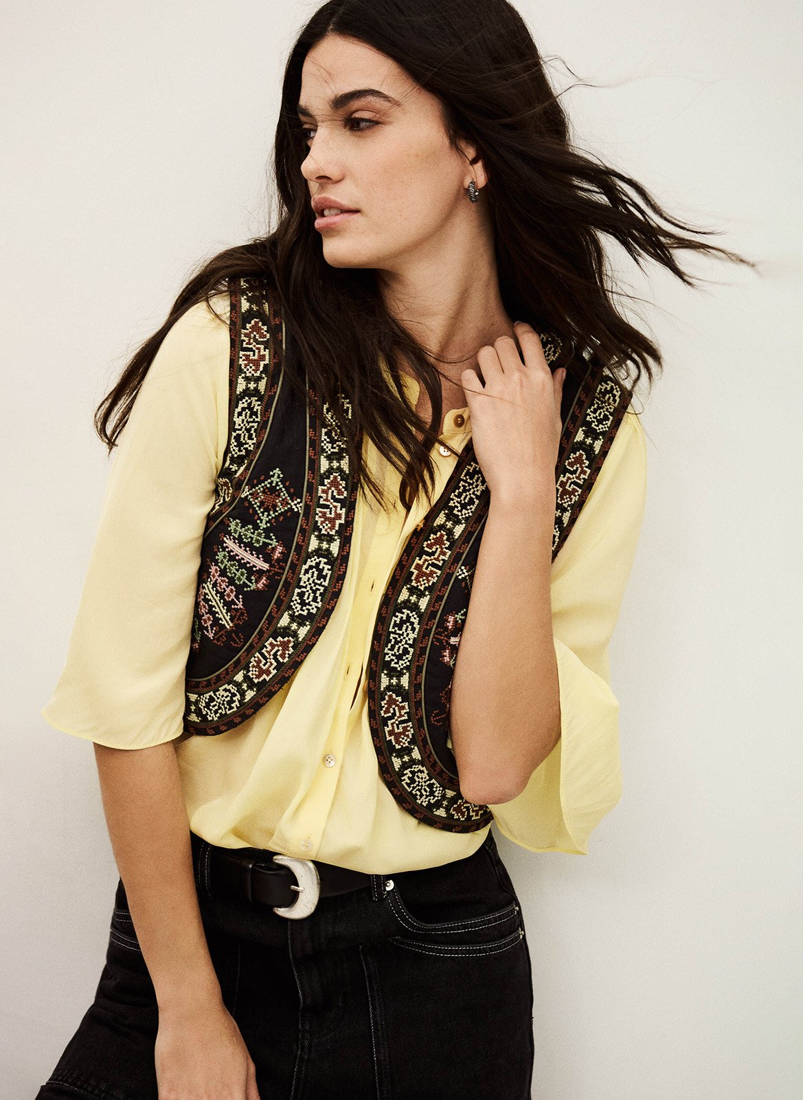 Wijd geplooide effen blouse BA&SH Beige