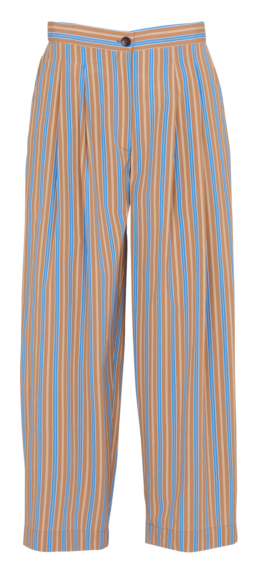 Straight striped cotton blend trousers BELLEPIECE Brown