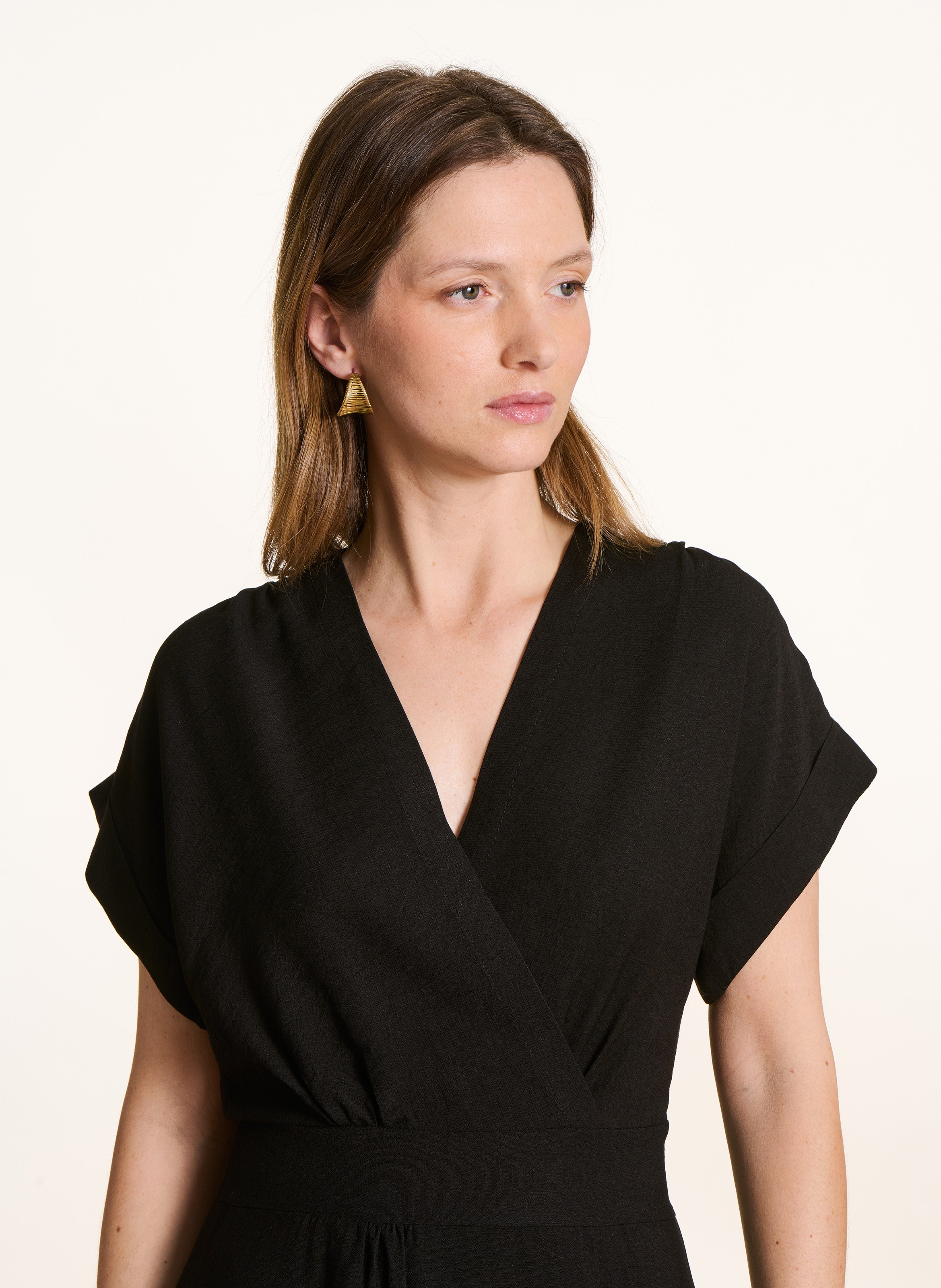 Long V-neck dress LA FEE MARABOUTEE Black
