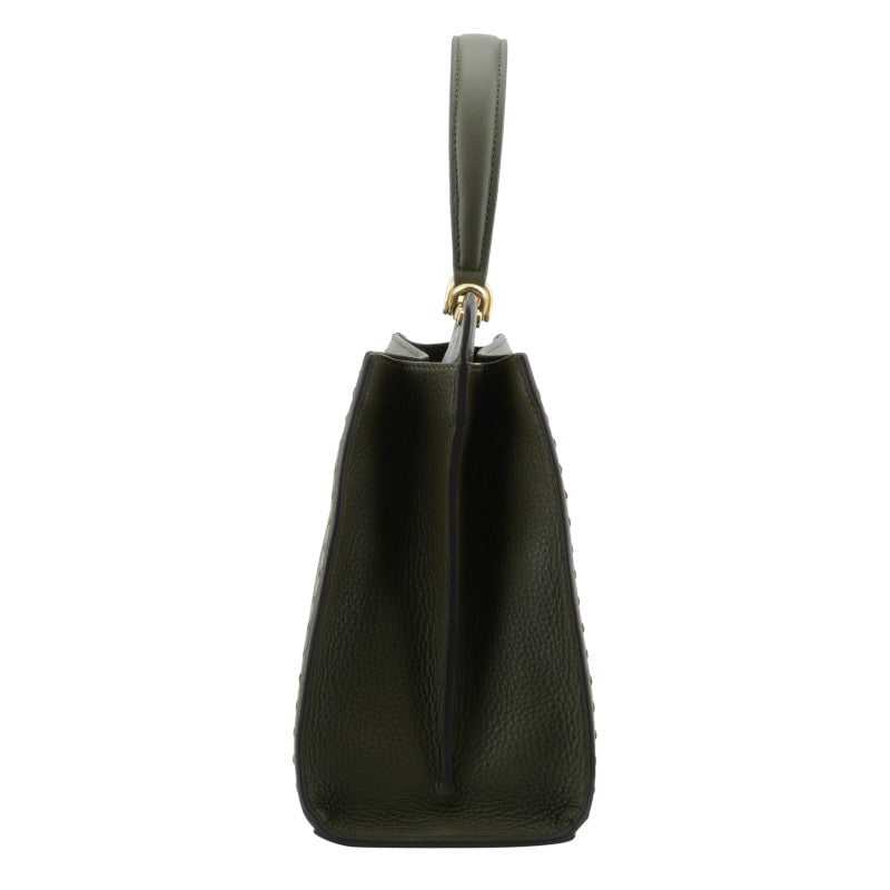 Handbag in calfskin POURCHET Khaki