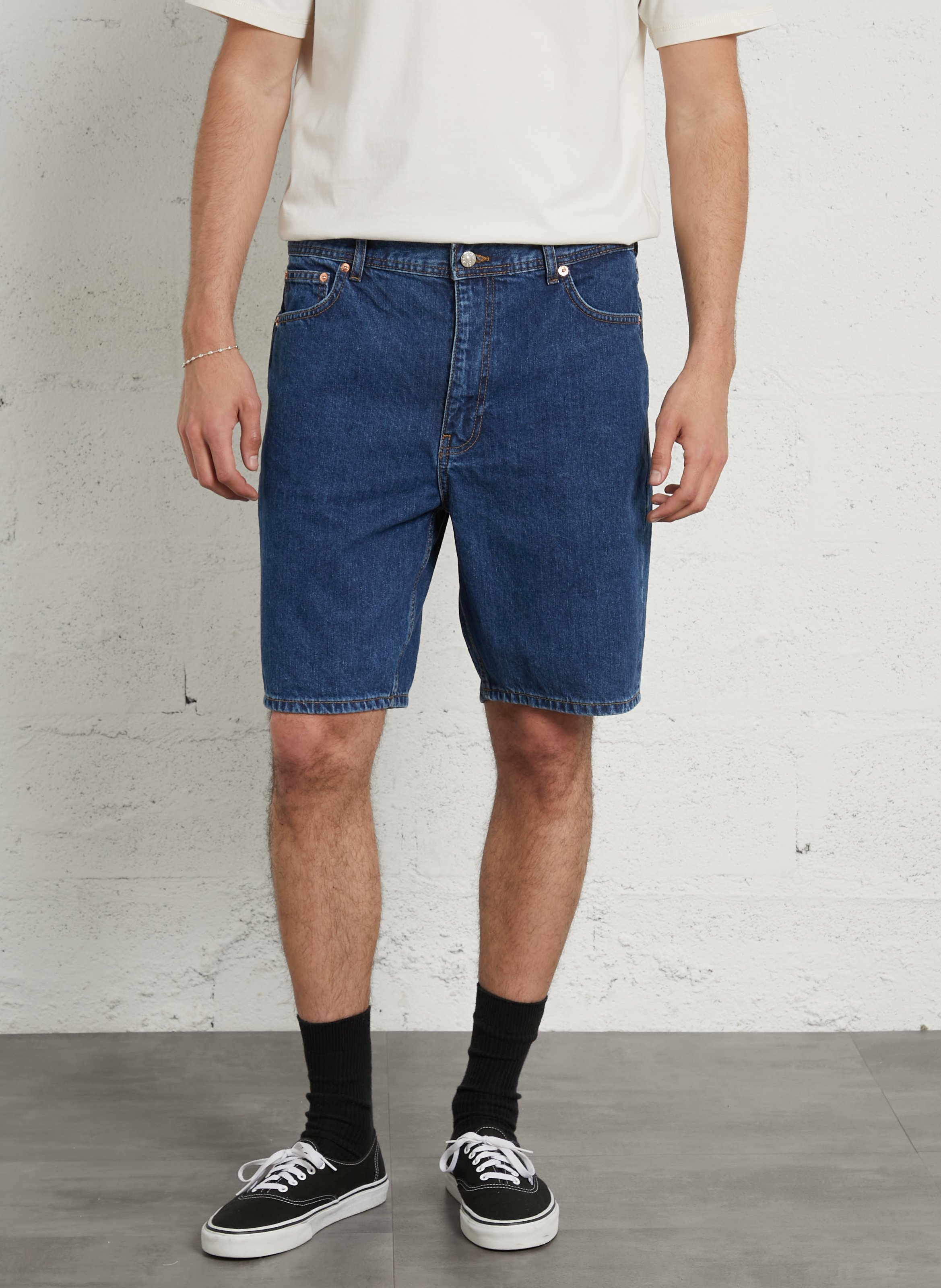 Short droit en coton SOLID Bleu