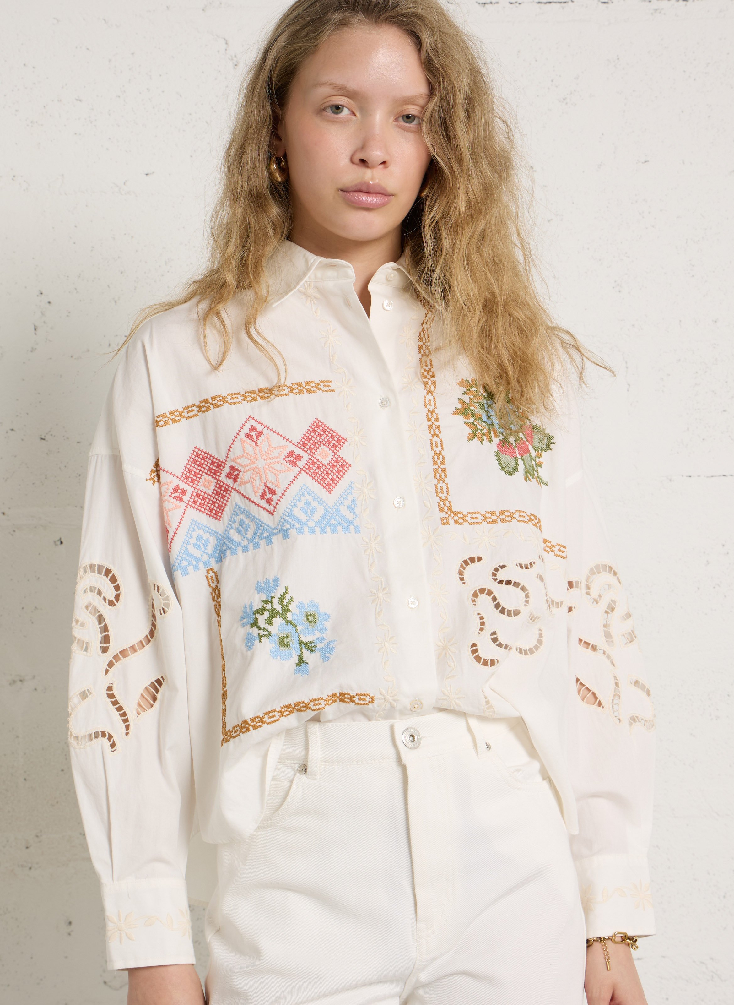 Oversized shirt with embroidered patterns MAX MARA WEEK END White
