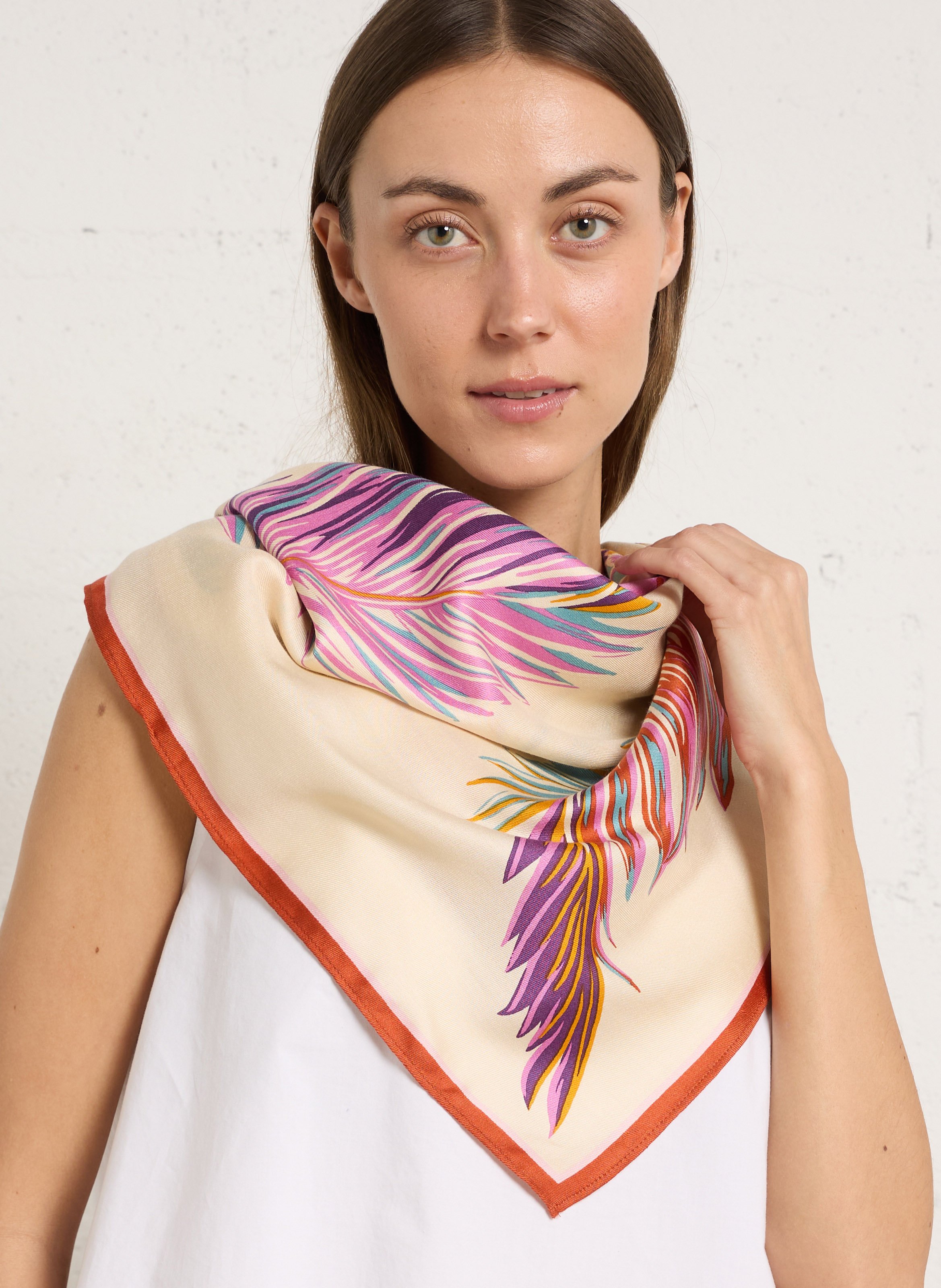 Printed silk-blend floaty scarf INOUI EDITIONS