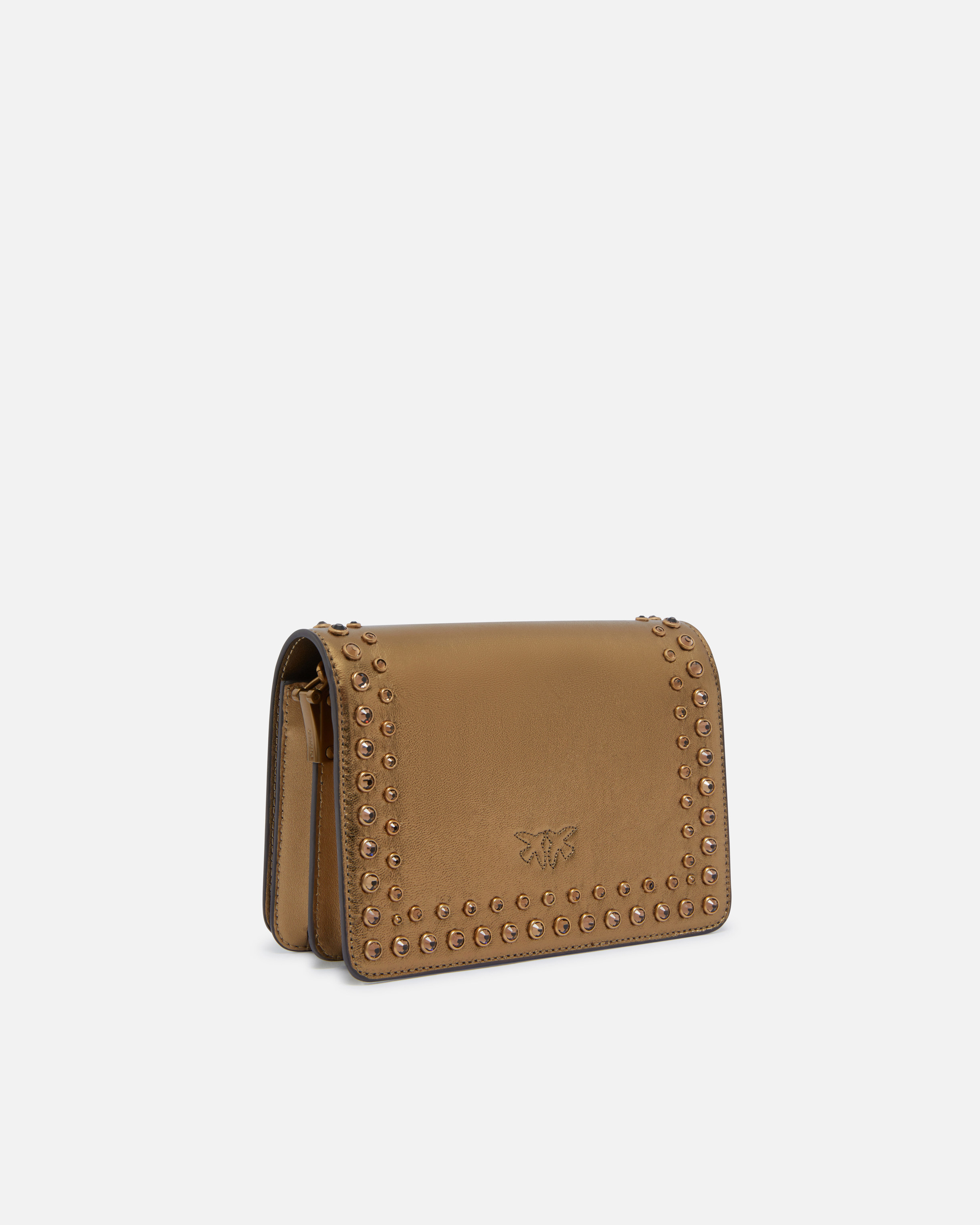 Small laminated shoulder bag love bag with rhinestones PINKO Multicolore