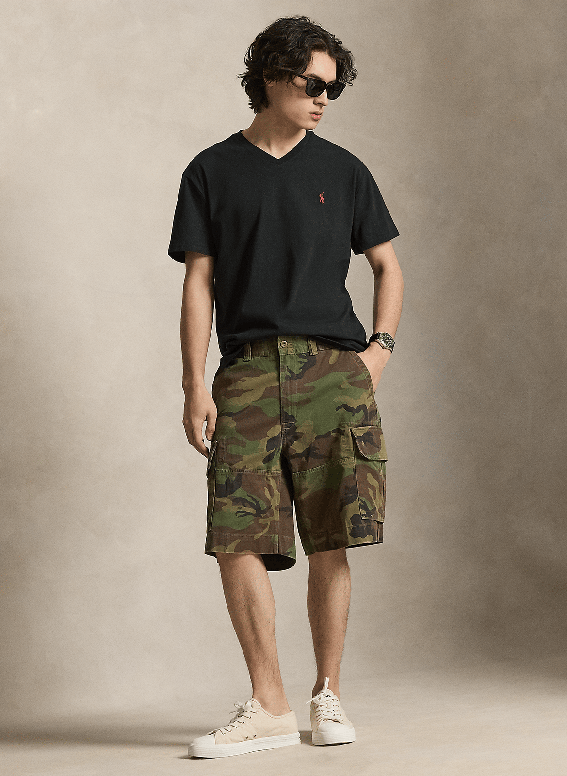 Baumwoll-T-Shirt mit U-Boot-Ausschnitt POLO RALPH LAUREN Schwarz