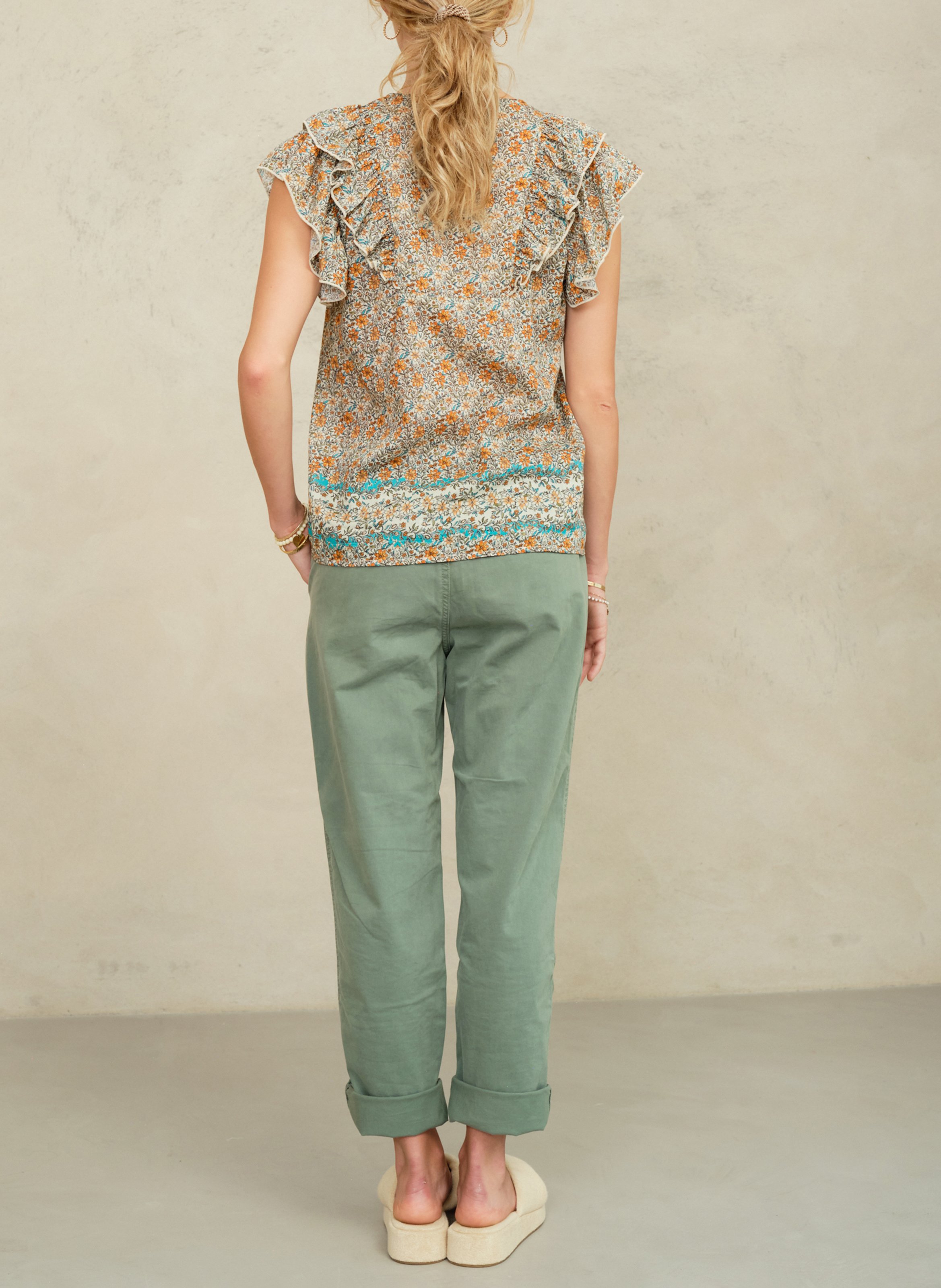 Top ample col V en coton imprimé M.A.B.E Multicolore