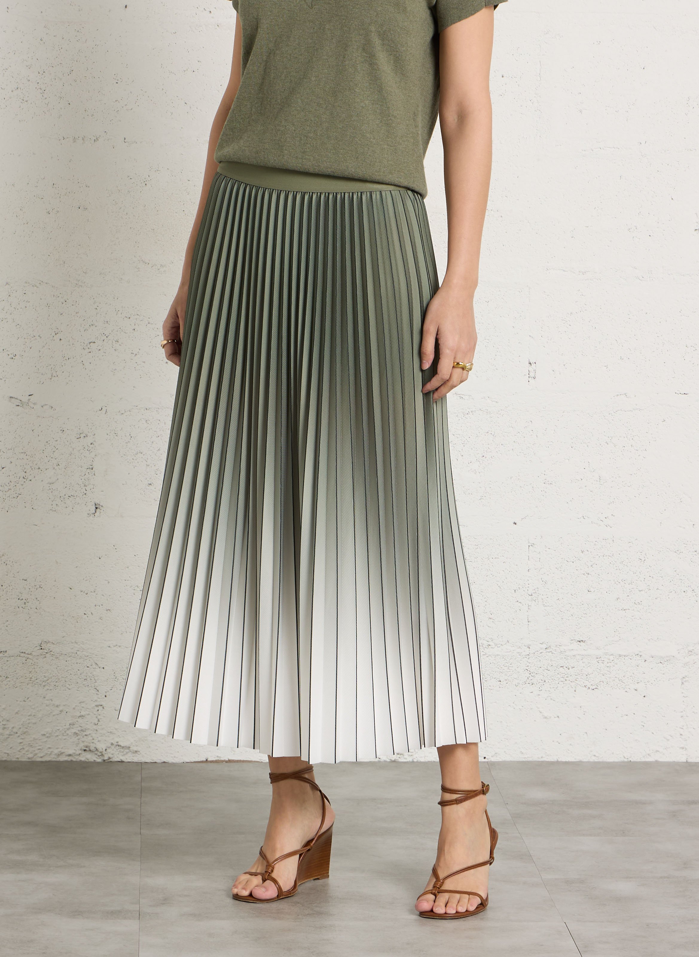 Jupe midi évasée plissée MAISON 123 Vert