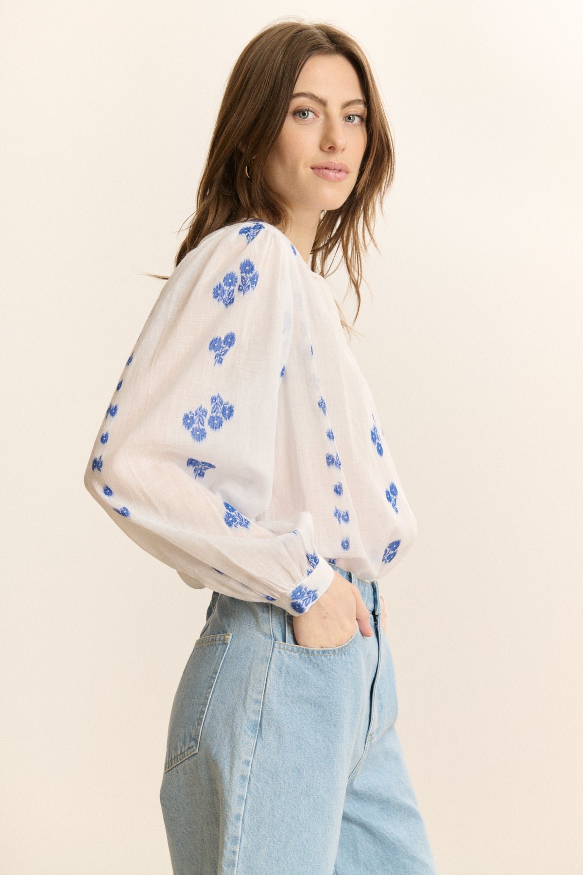 Embroidered long-sleeve blouse GARANCE PARIS White