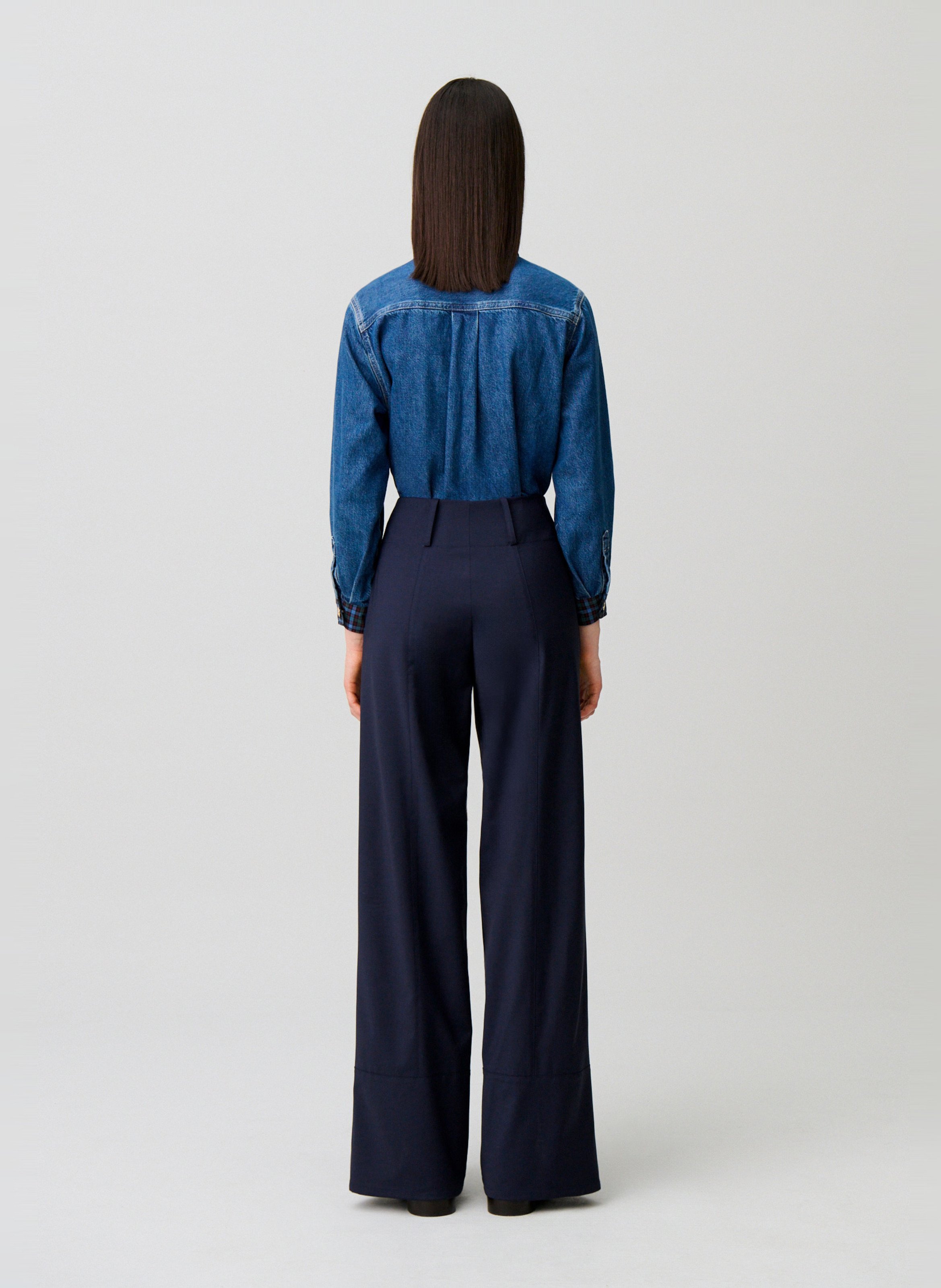 Bandplooibroek met hoge taille CLAUDIE PIERLOT Blauw