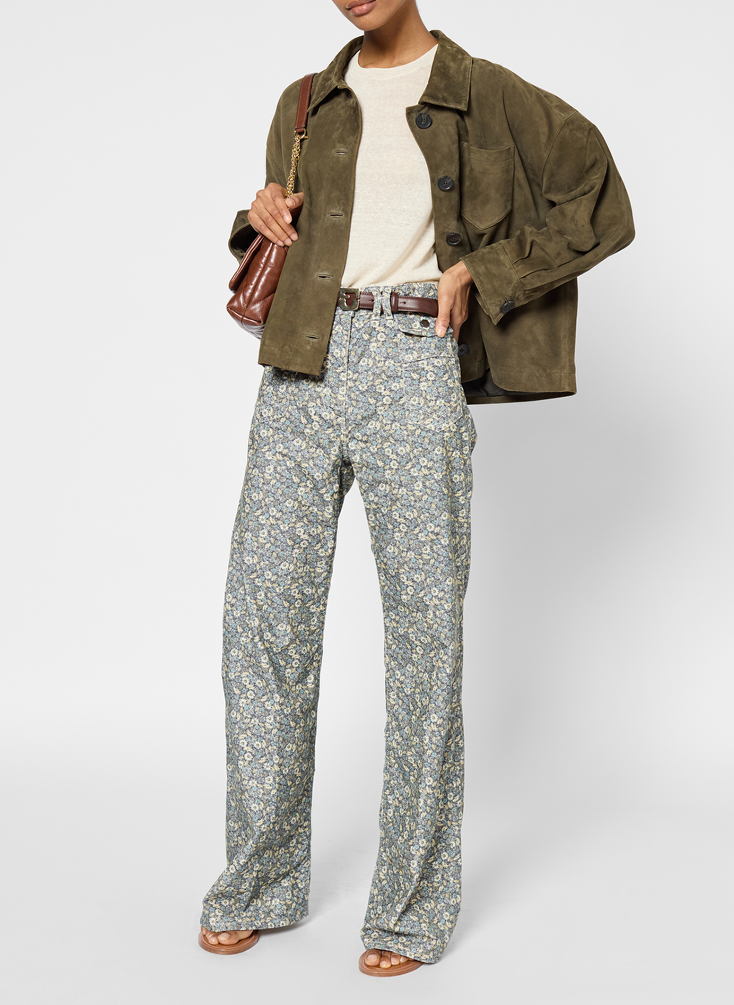 Straight suede leather jacket GERARD DAREL Khaki