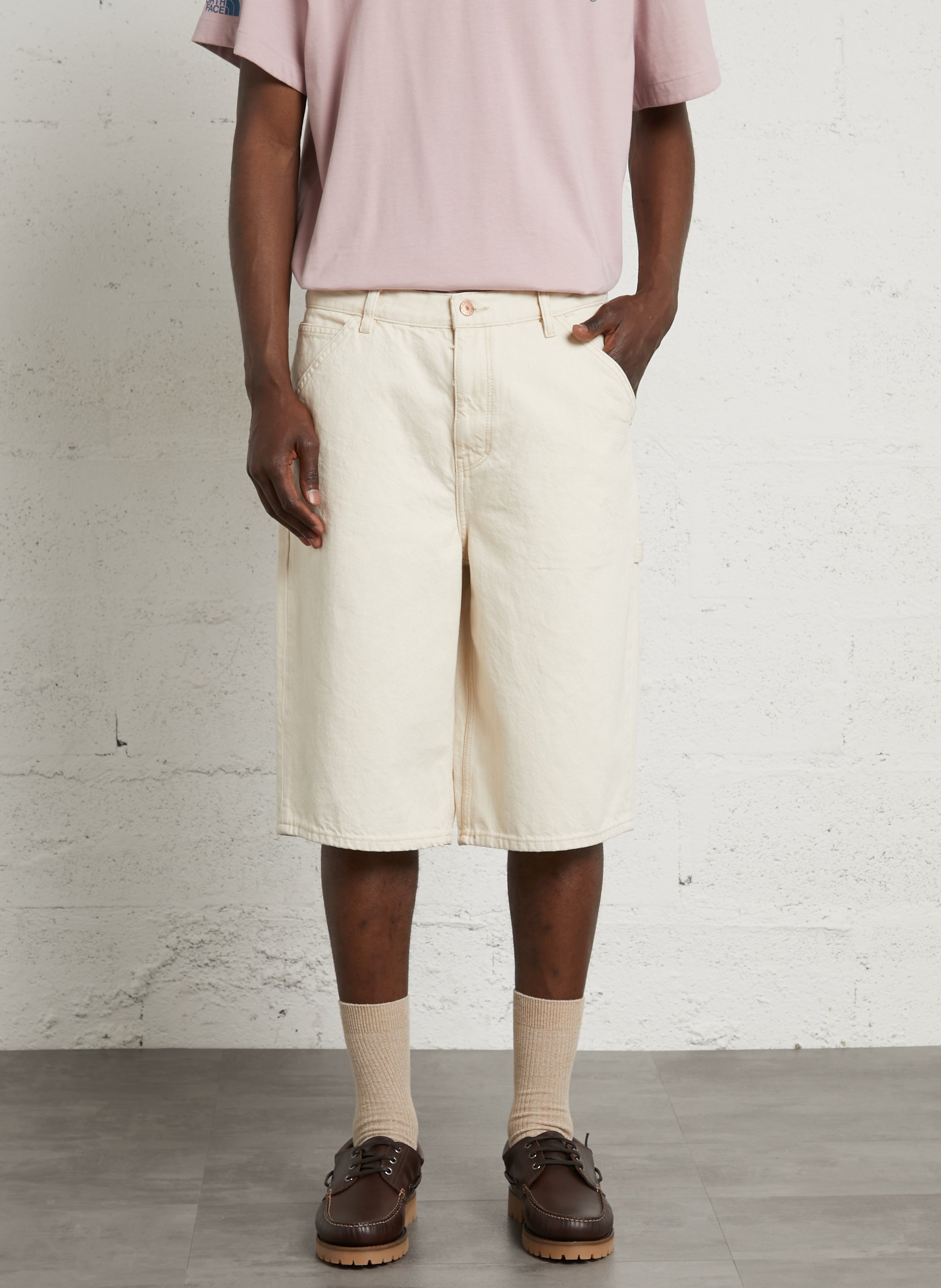 Short denim in cotton SOLID Beige