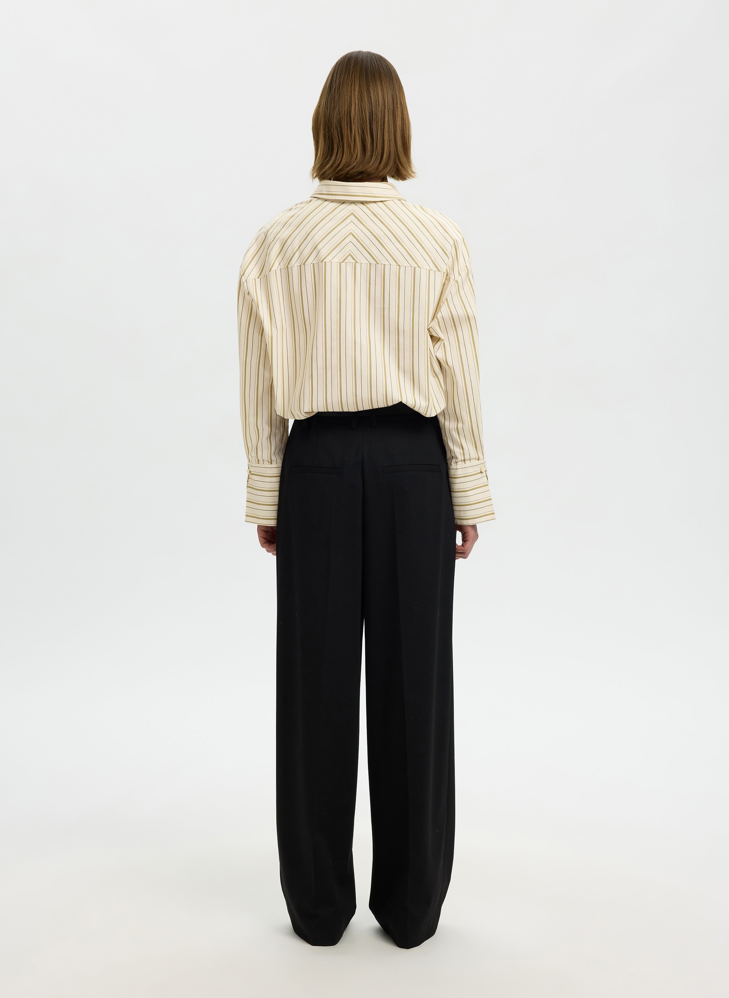 Chemise oversize en coton bio mélangé SELECTED Beige