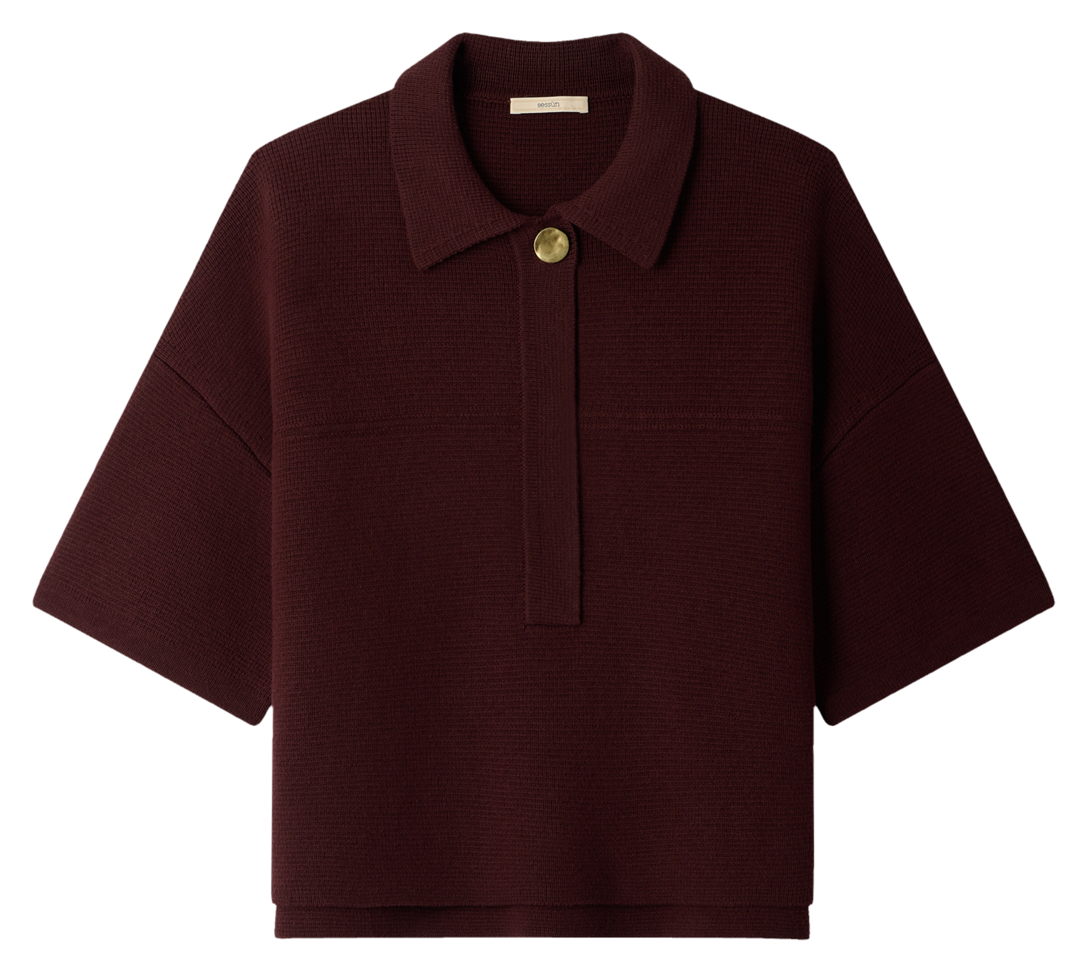 Oversized knitted polo sweater SESSUN Brown