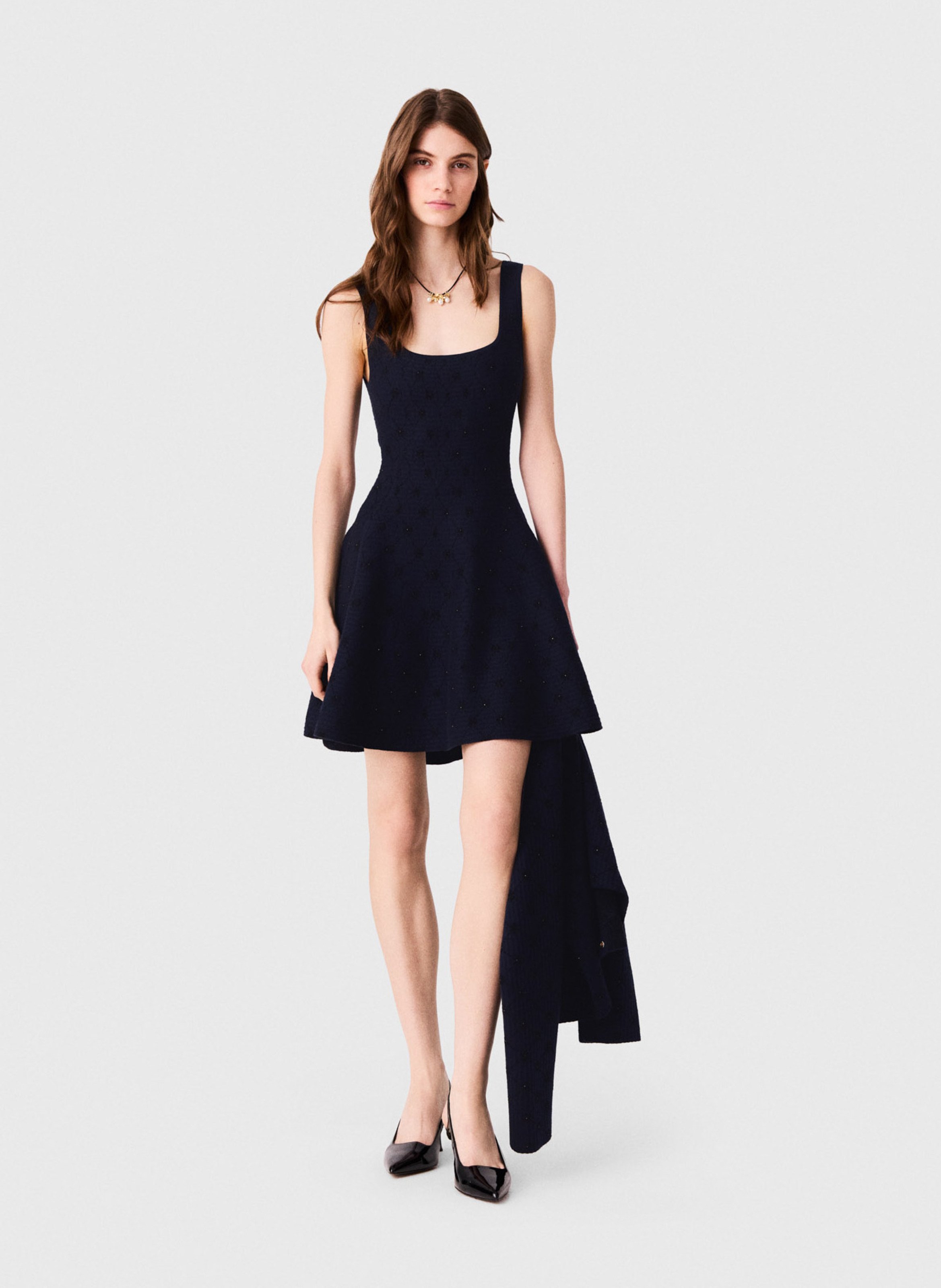 Robe courte col rond évasée MAJE Bleu