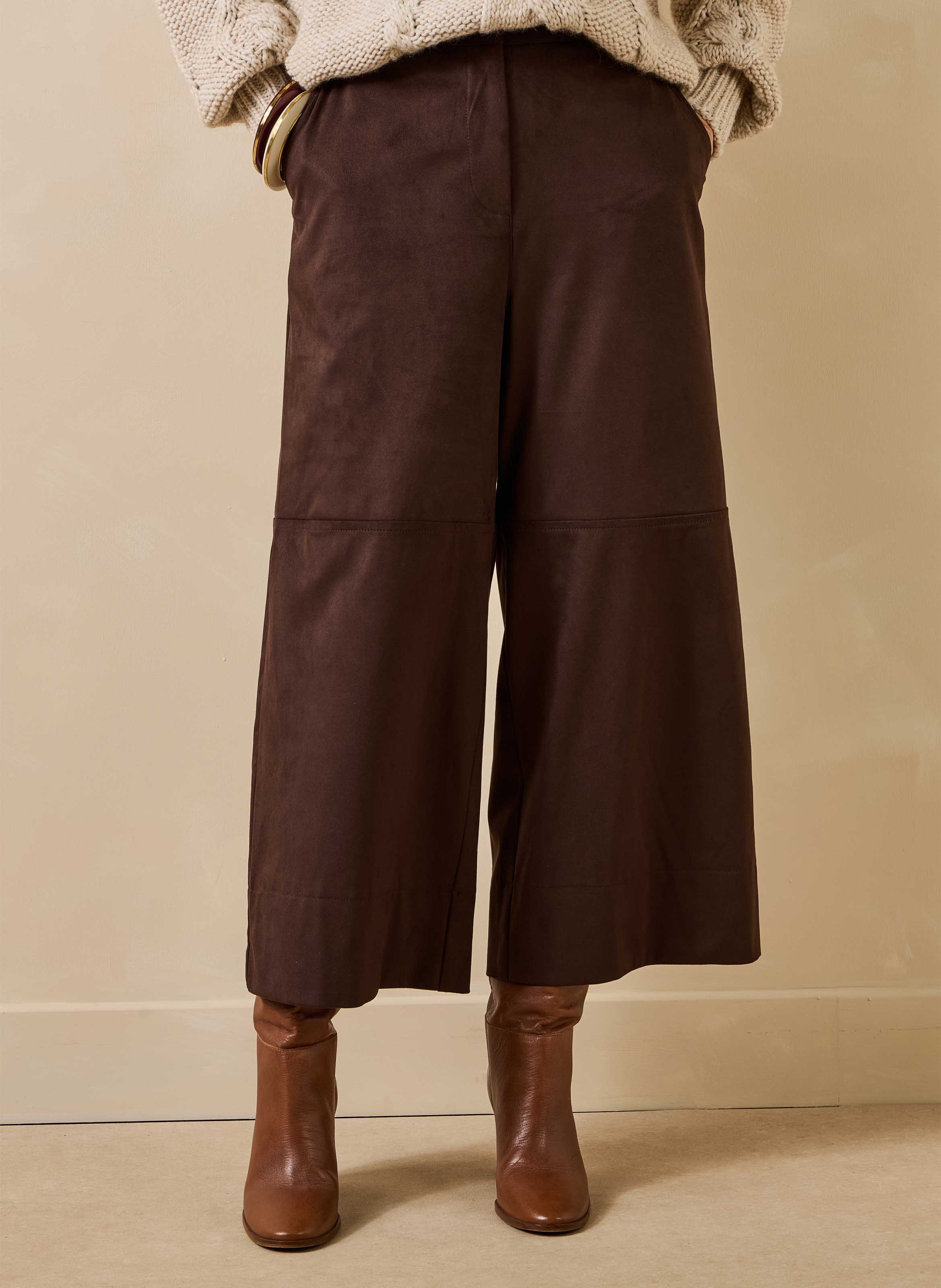 High-waisted wide-leg pants LA FEE MARABOUTEE Brown