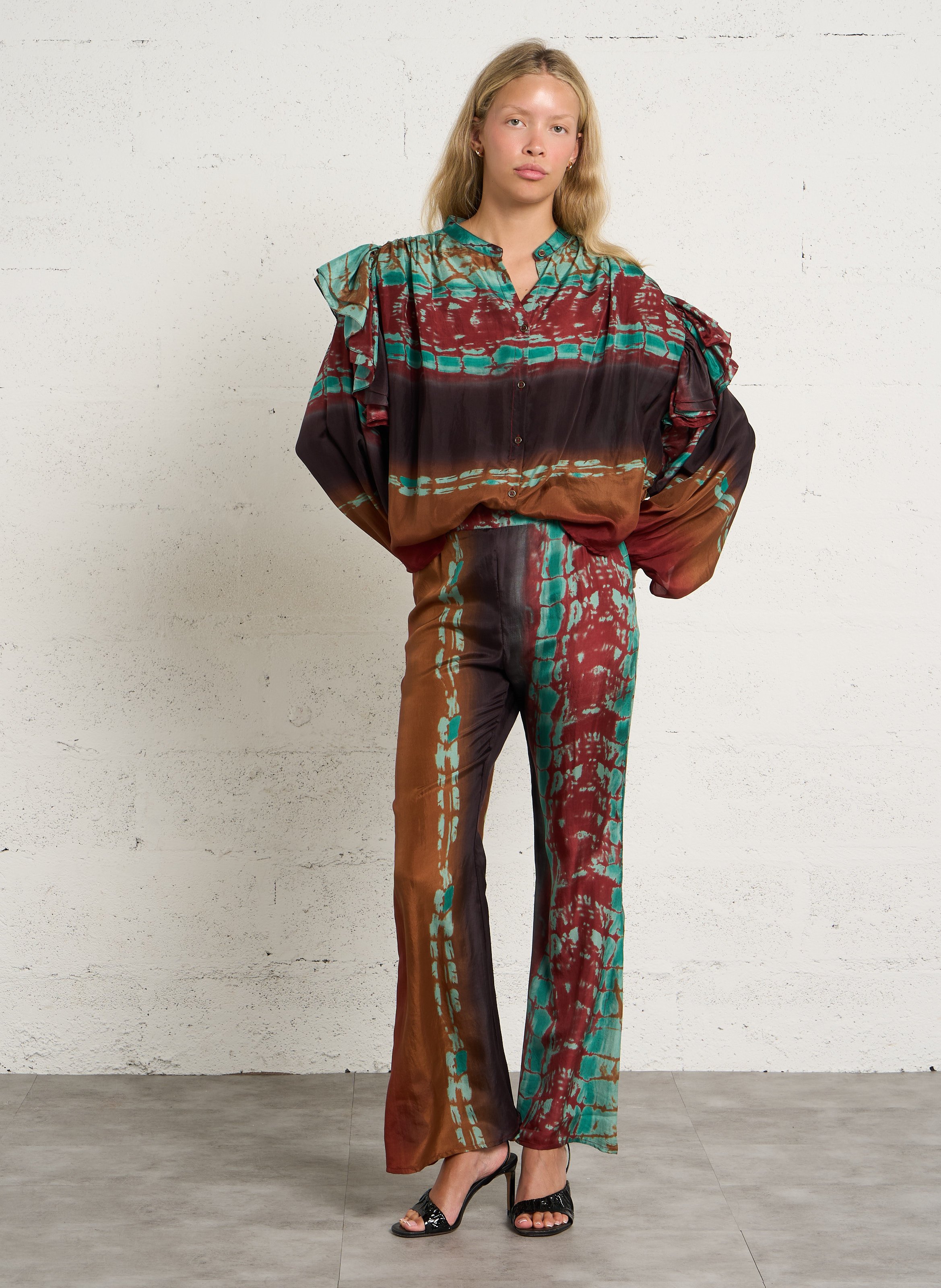 Printed blouse with round neckline MES DEMOISELLES Multicolored