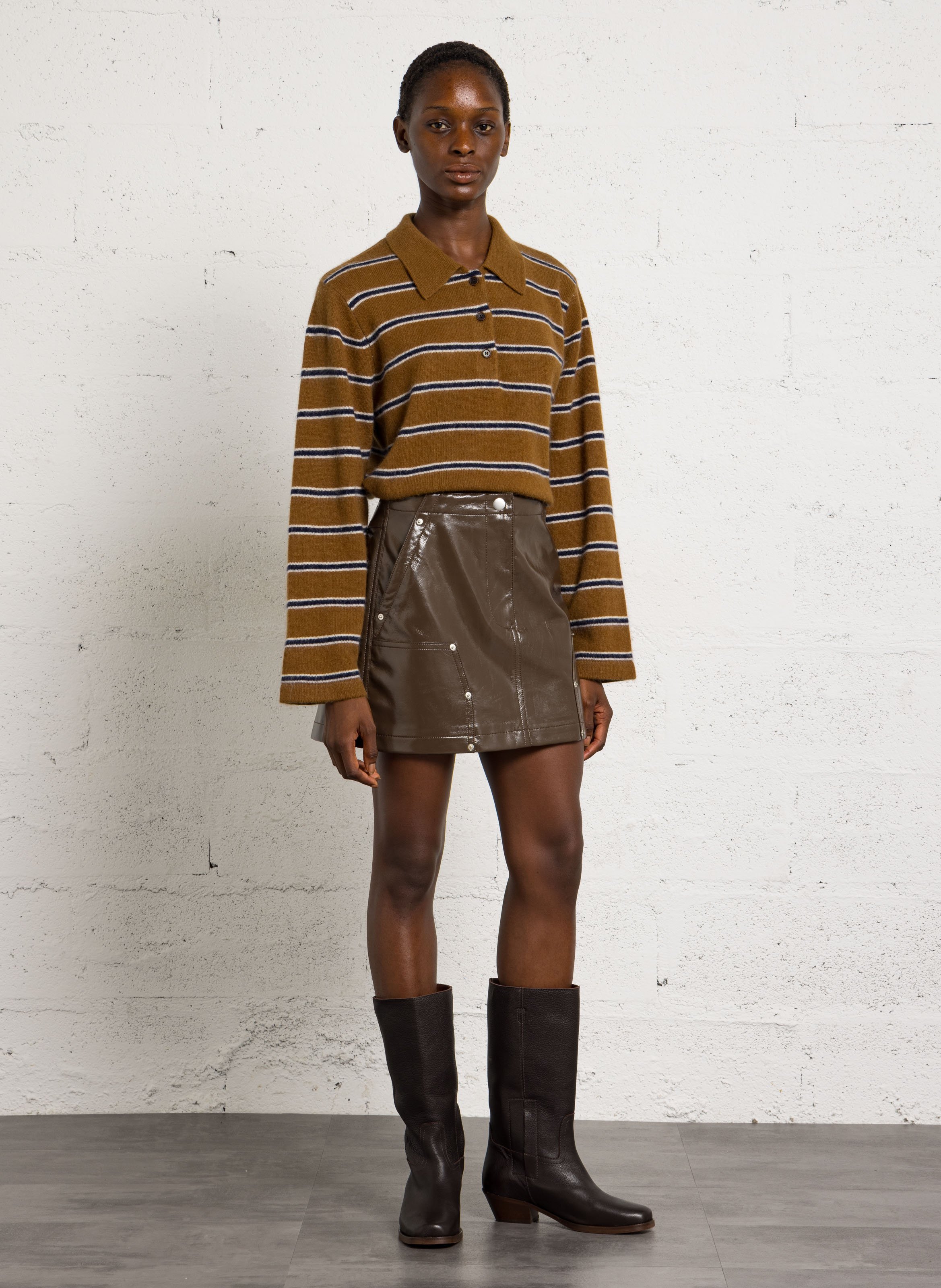 Pull col polo  BELLEROSE Beige