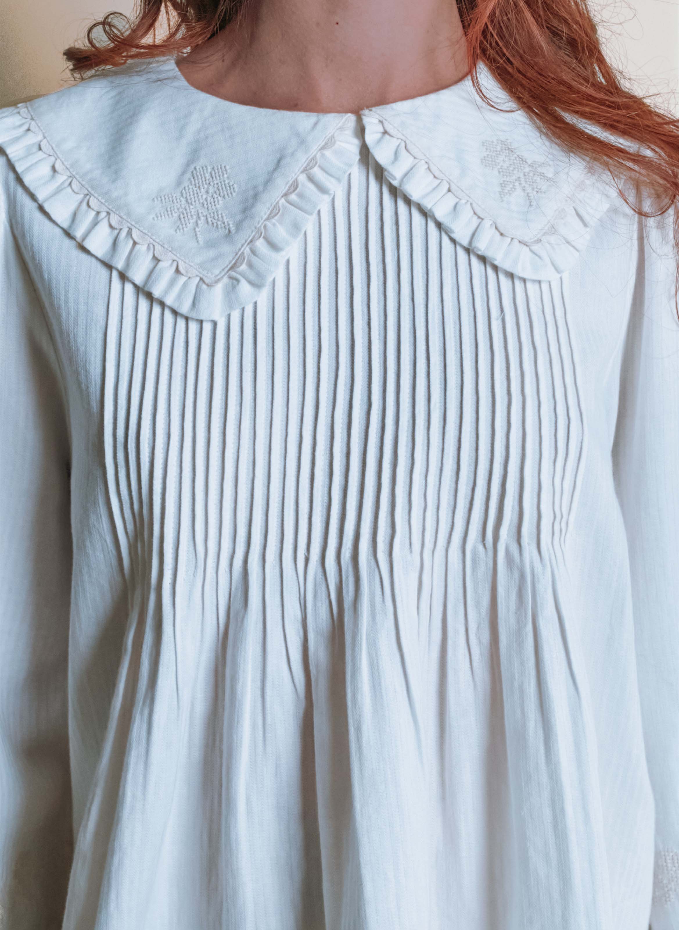 Baumwollbluse mit Bubikragen EMILE ET IDA Beige
