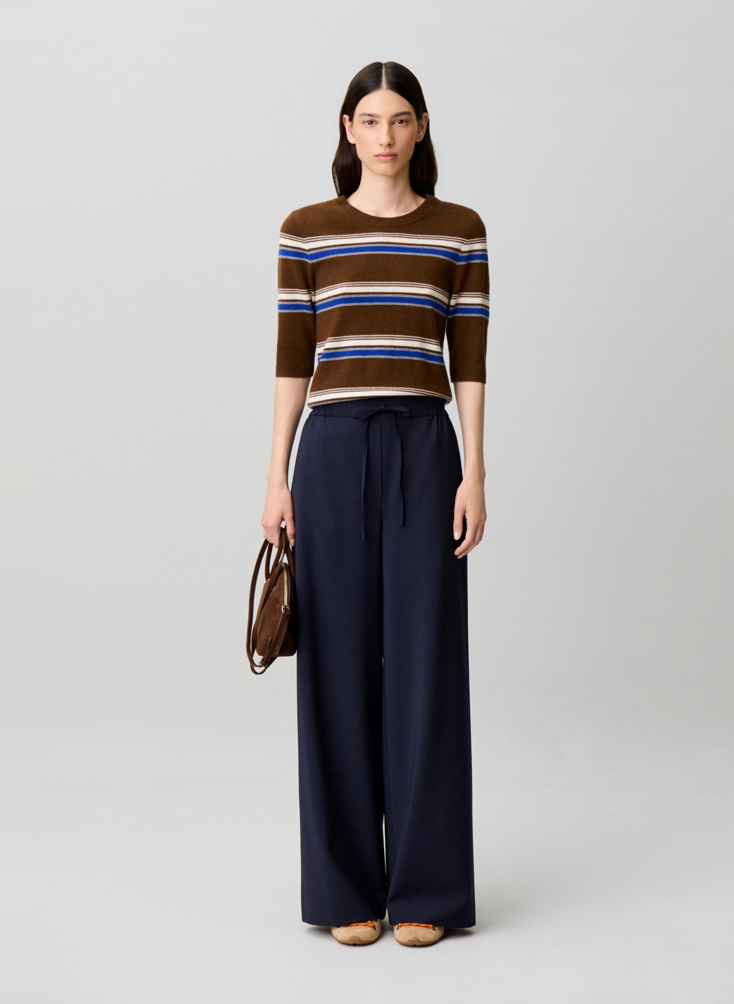 Weite Hose aus Wollmix CLAUDIE PIERLOT Blau