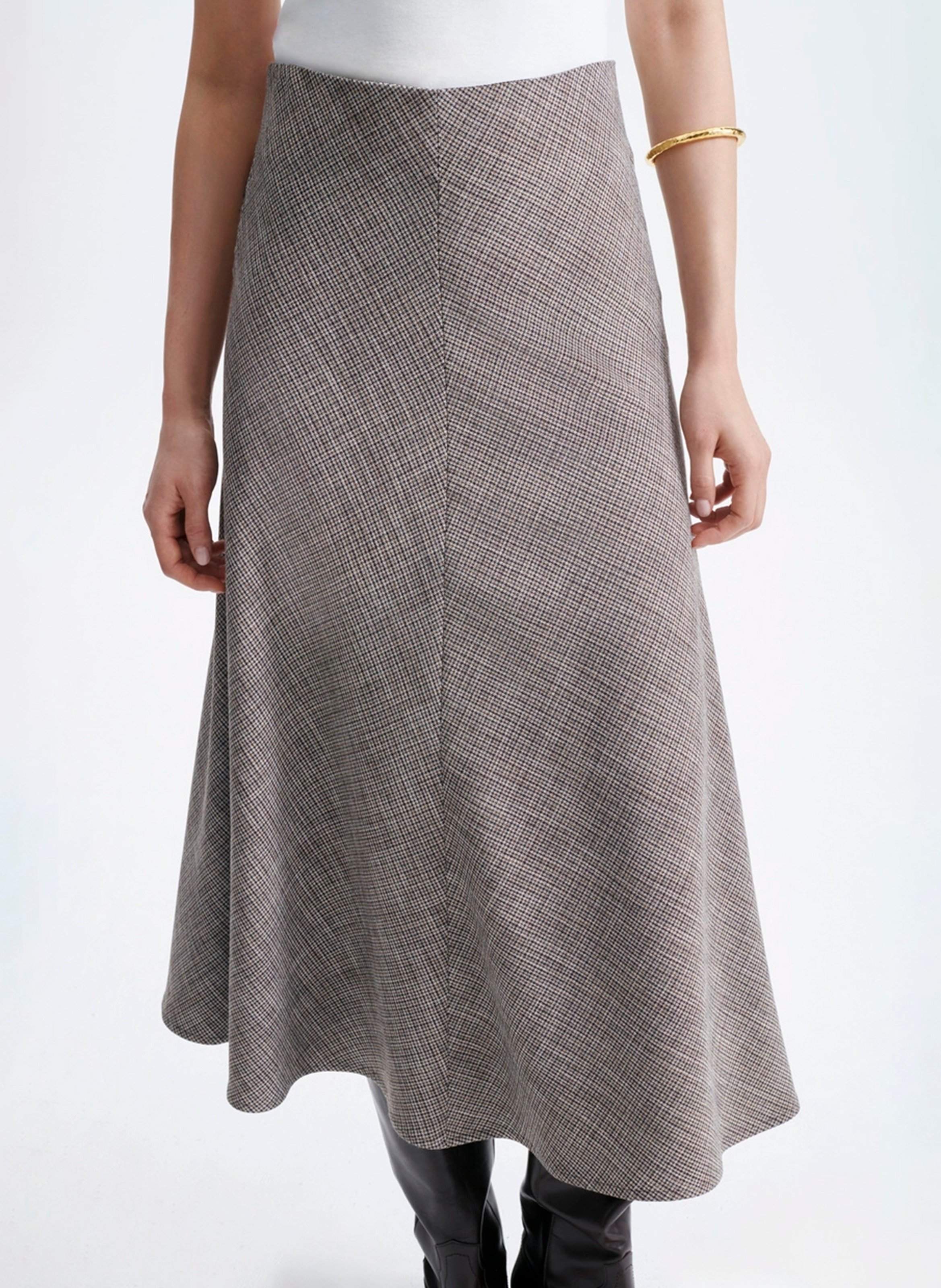 Flared midi skirt with patterns VANESSA BRUNO Brown