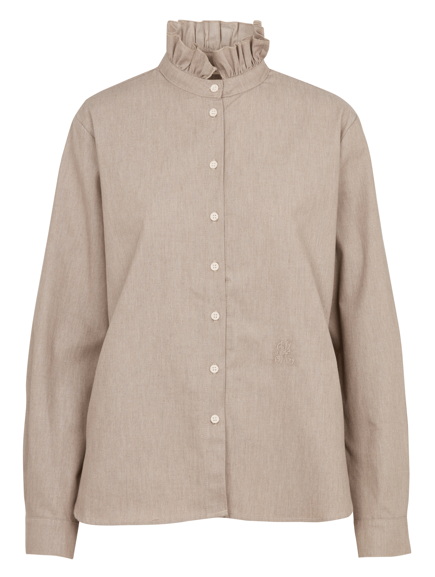 Weit geschnittenes Hemd mit Stehkragen aus Baumwolle HOD PARIS Beige