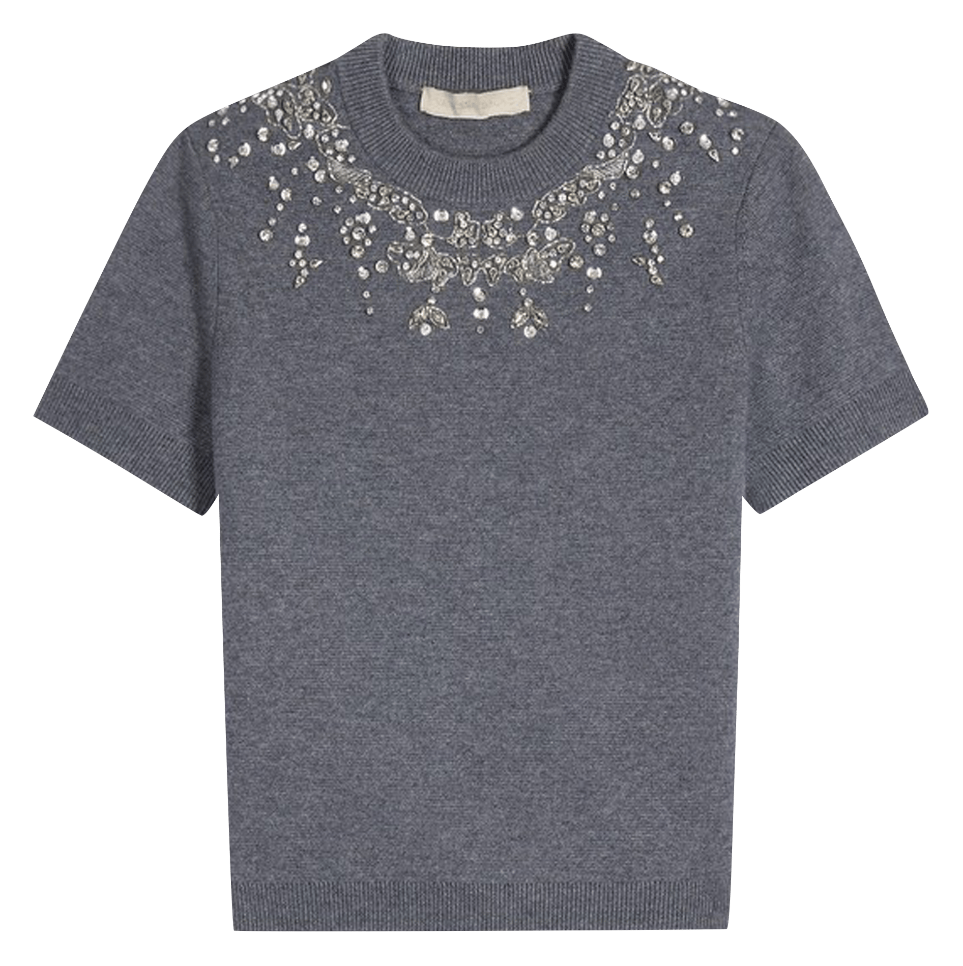 Tee-shirt col rond en laine mélangée VANESSA BRUNO Gris