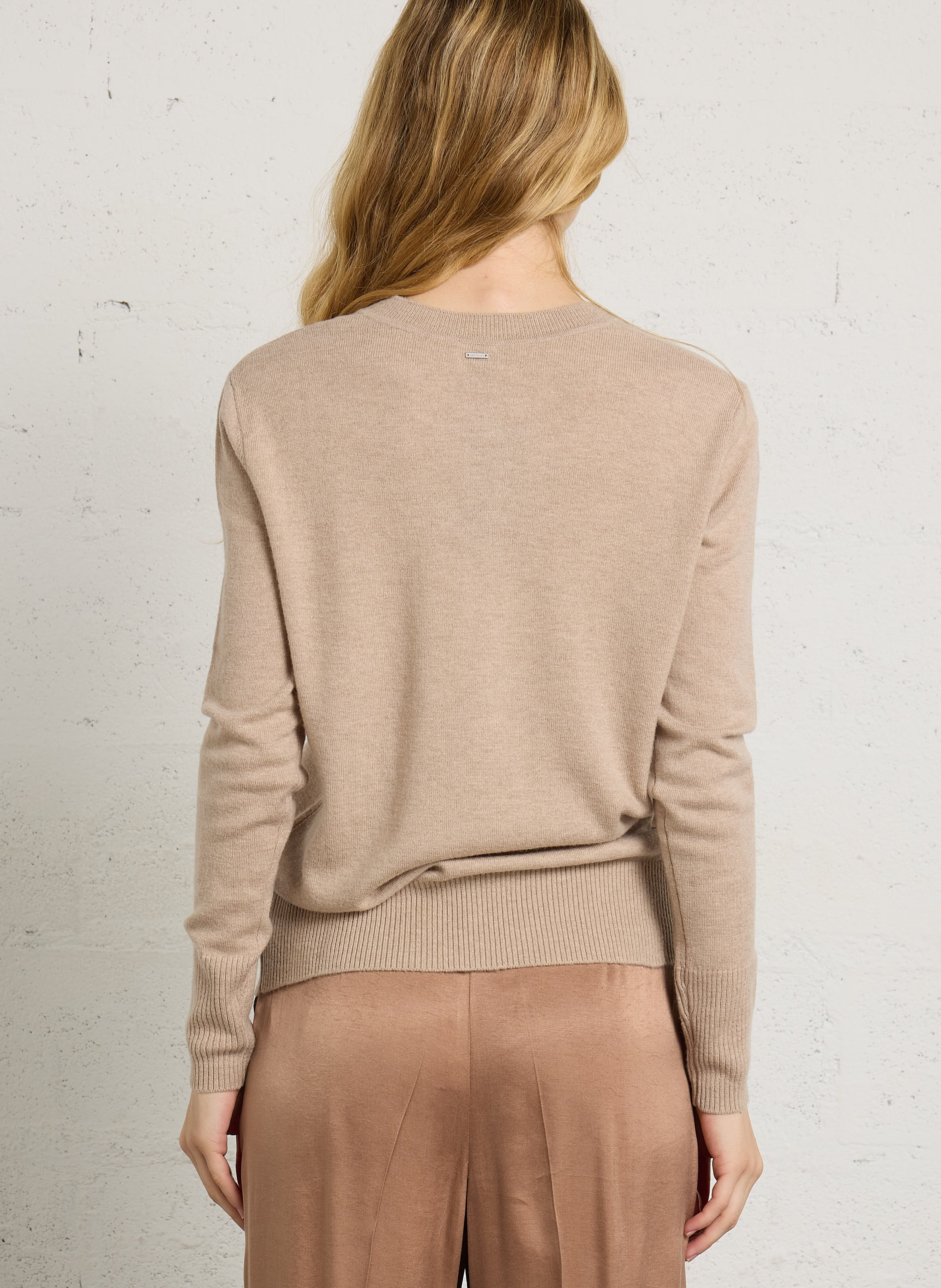 Gerader Rundhals-Cardigan aus Wolle IKKS Beige