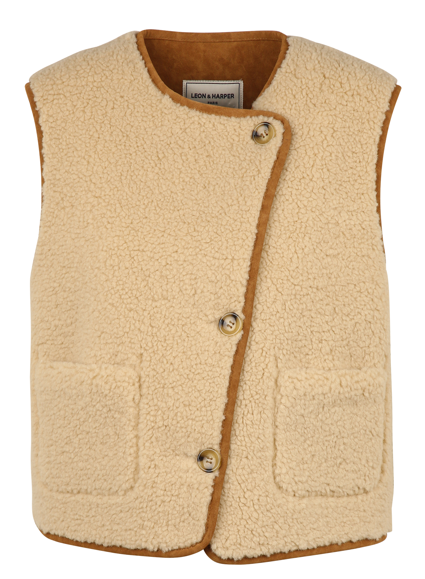 Veste droite sans manche effet fourrure LEON & HARPER