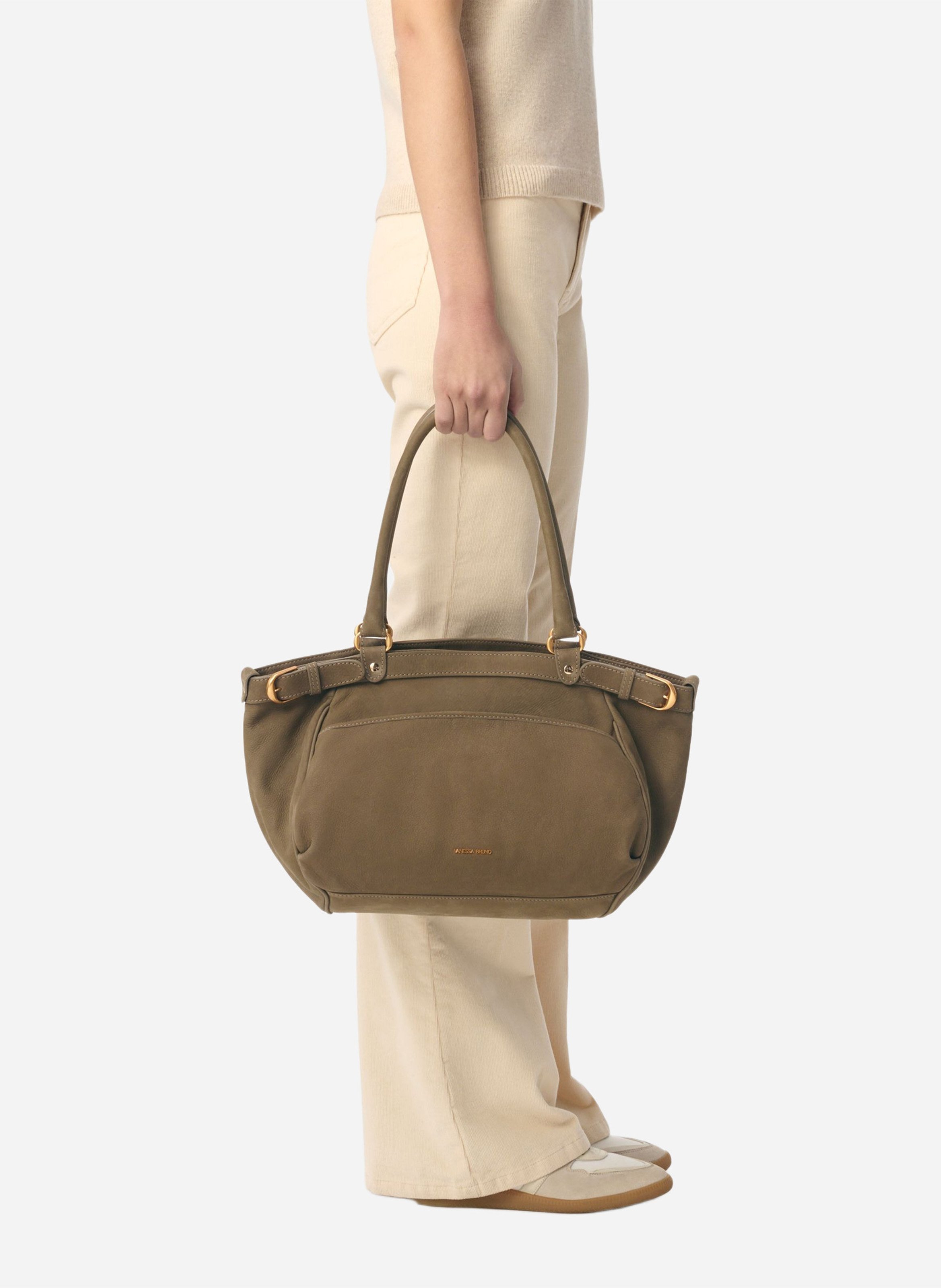 Handtasche aus Leder VANESSA BRUNO Grau