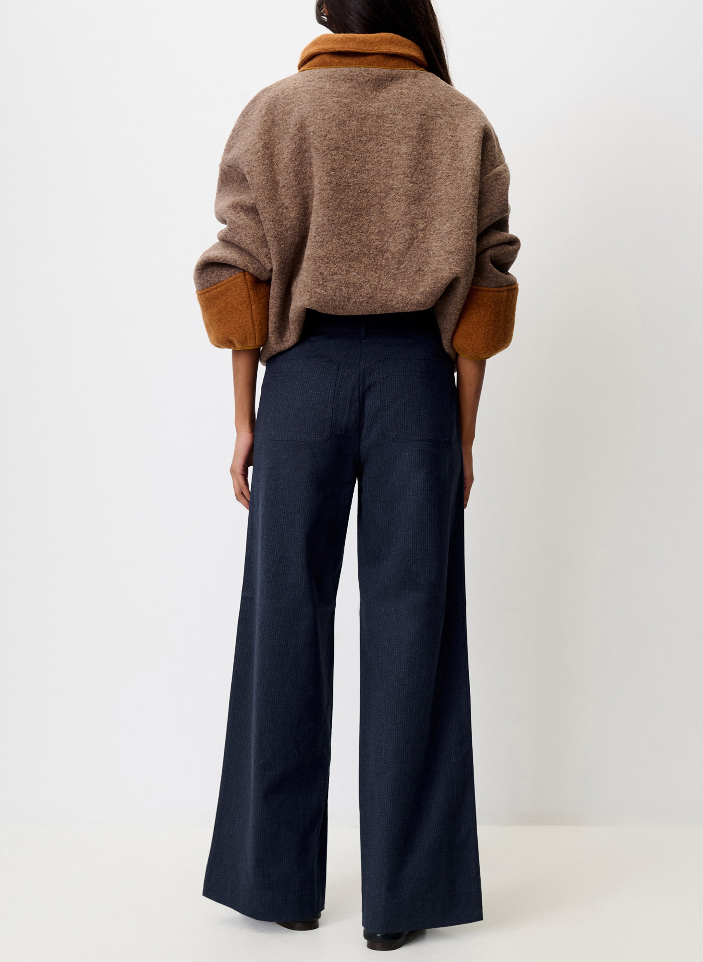Hohe Taille weite Hose in Uni-Farbe SESSUN Blau