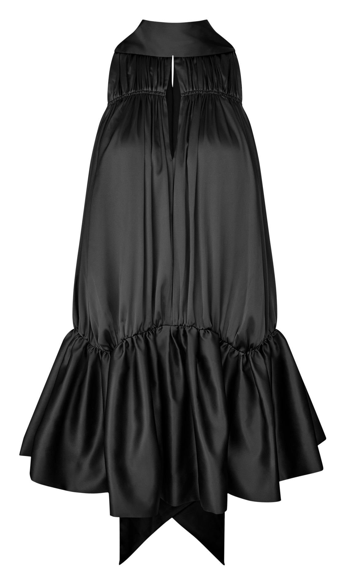 Short pleated satin dress ROTATE Black