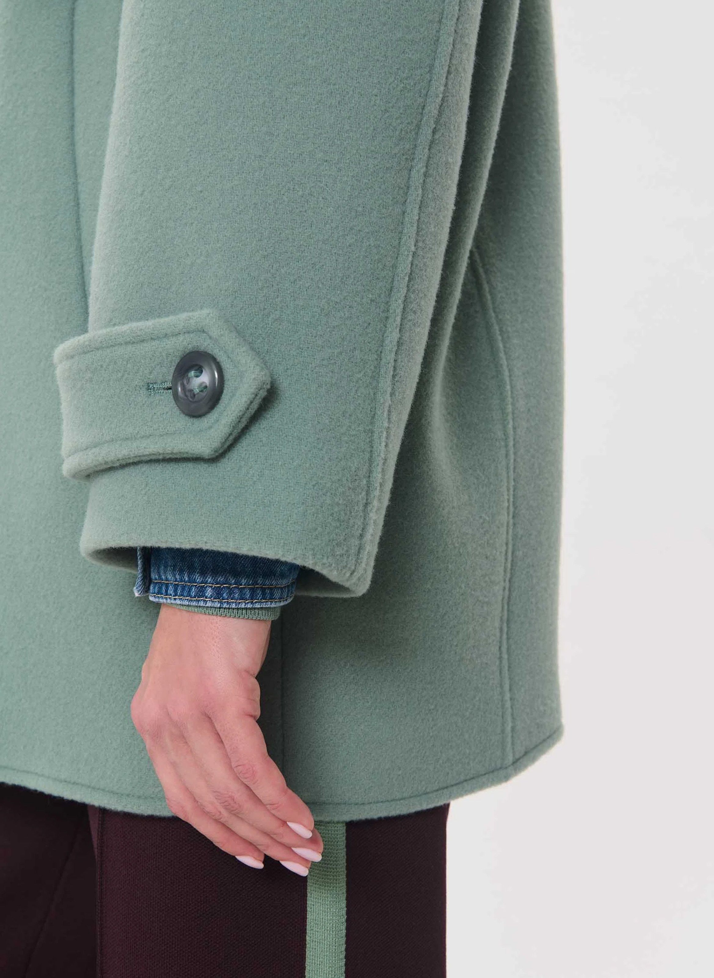 Manteau droit boutonné en laine mélangée TARA JARMON Vert