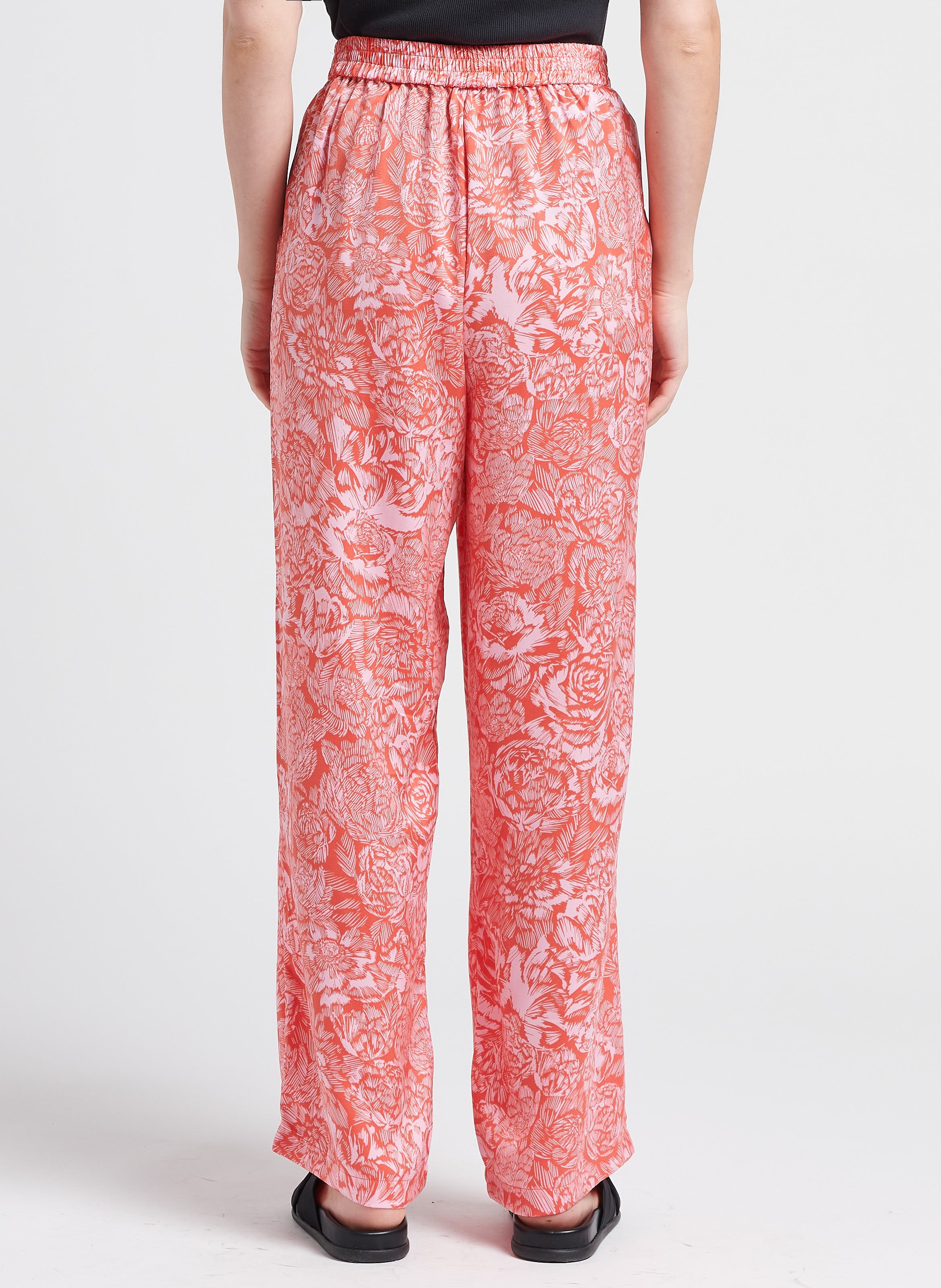 Wijde broek met hoge taille en print MOSS COPENHAGEN Roze