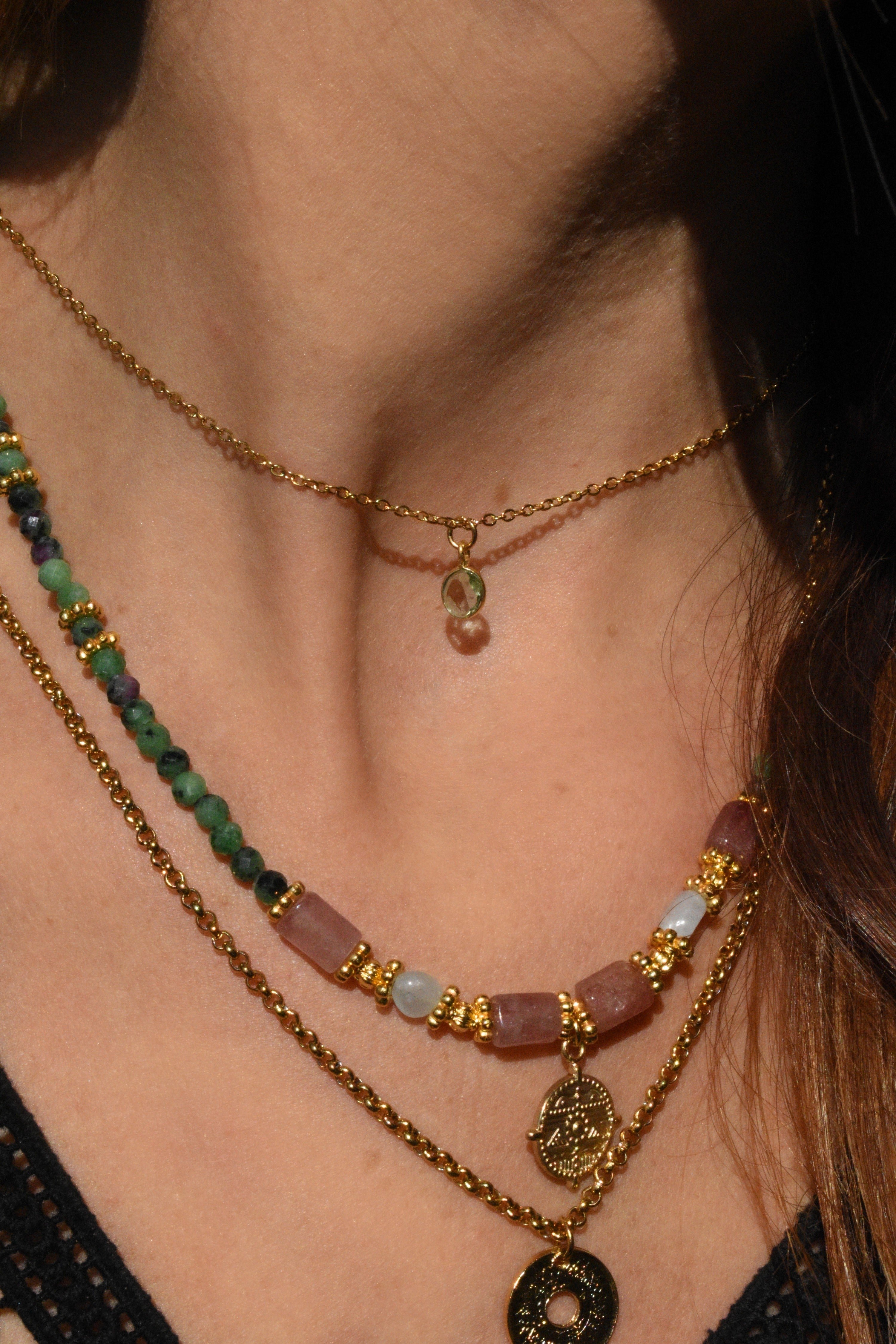 Natural stone necklace GINANDGER Multicolored