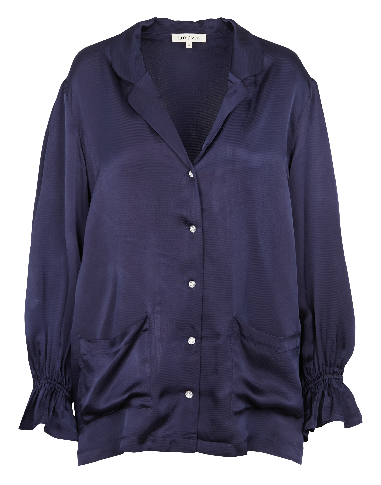 Rechte pyjamatop met reverskraag LOVE STORIES Blauw