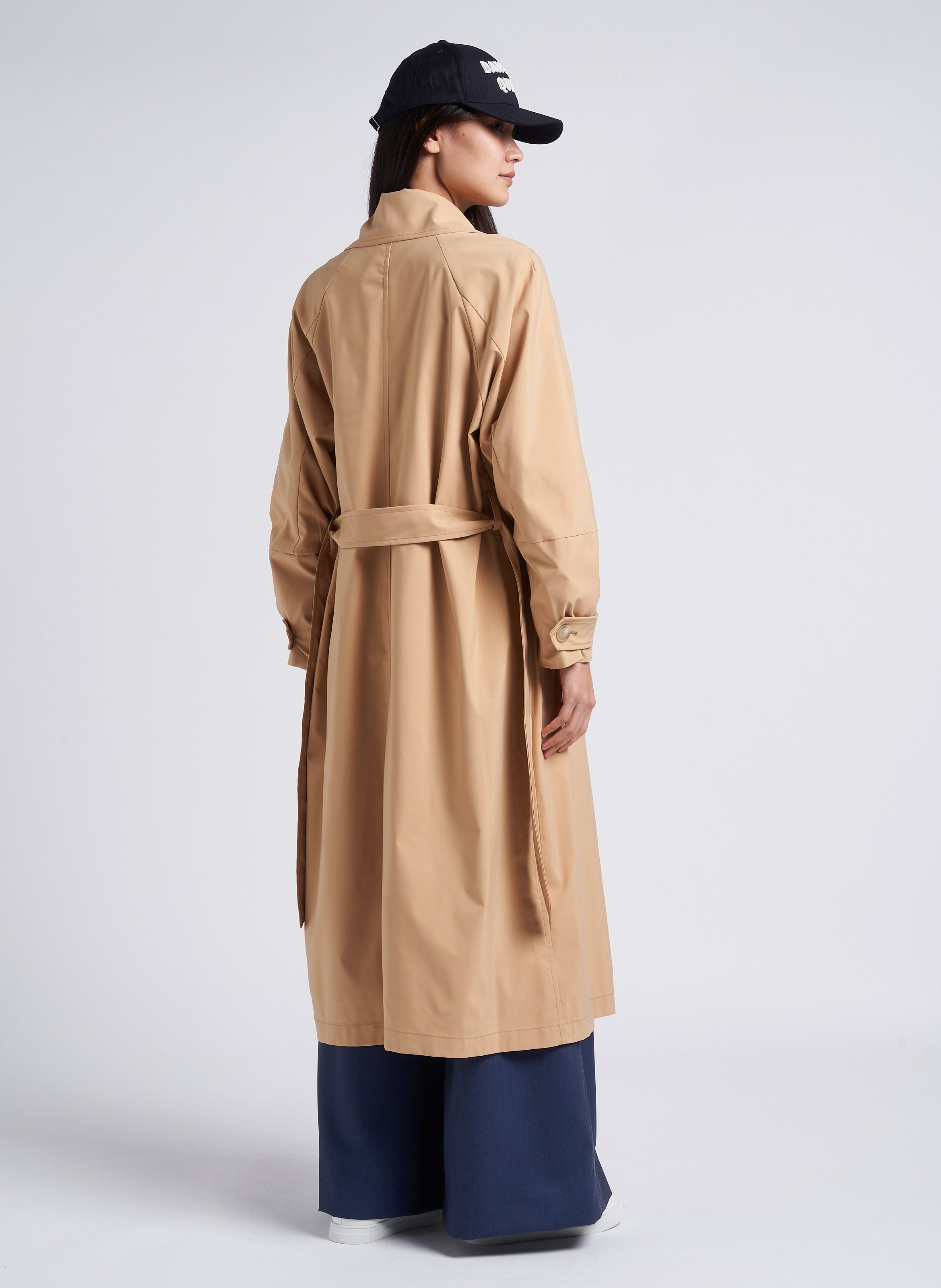 Lange, rechte trenchcoat met klassieke kraag en ceintuur IMPERIAL Beige