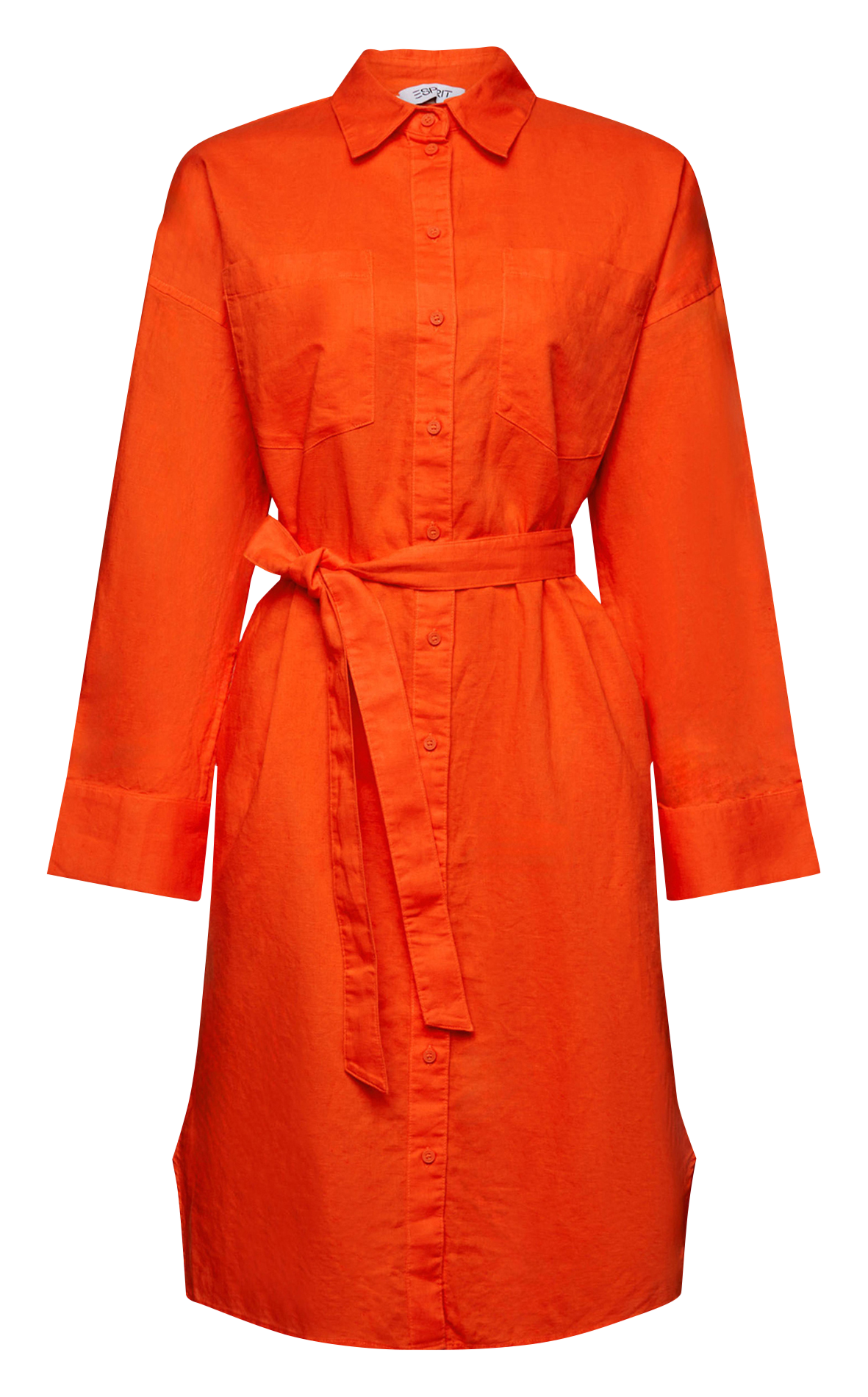 Robe chemise en lin et coton ESPRIT Orange