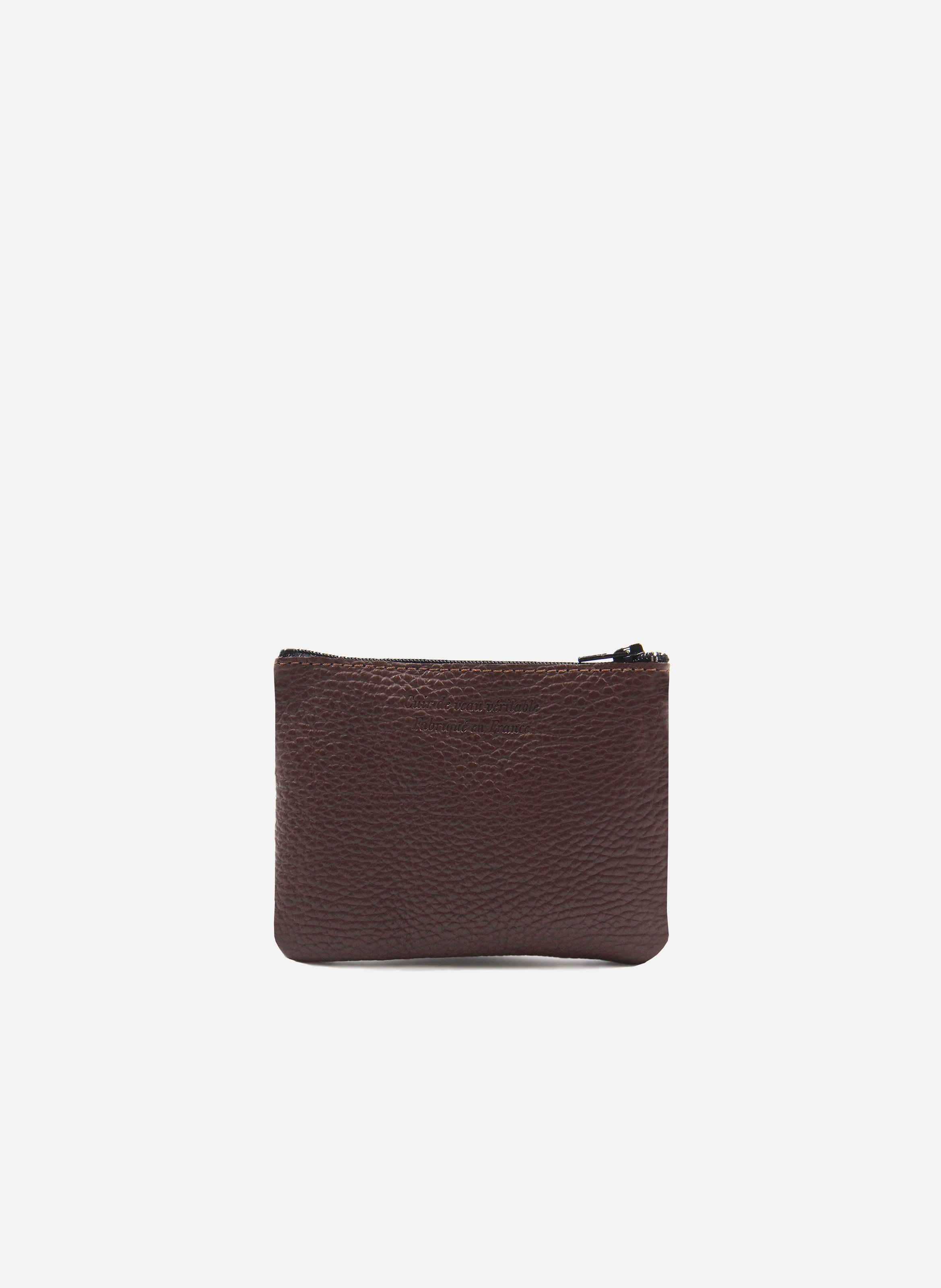 Small grained leather clutch bag Brown
