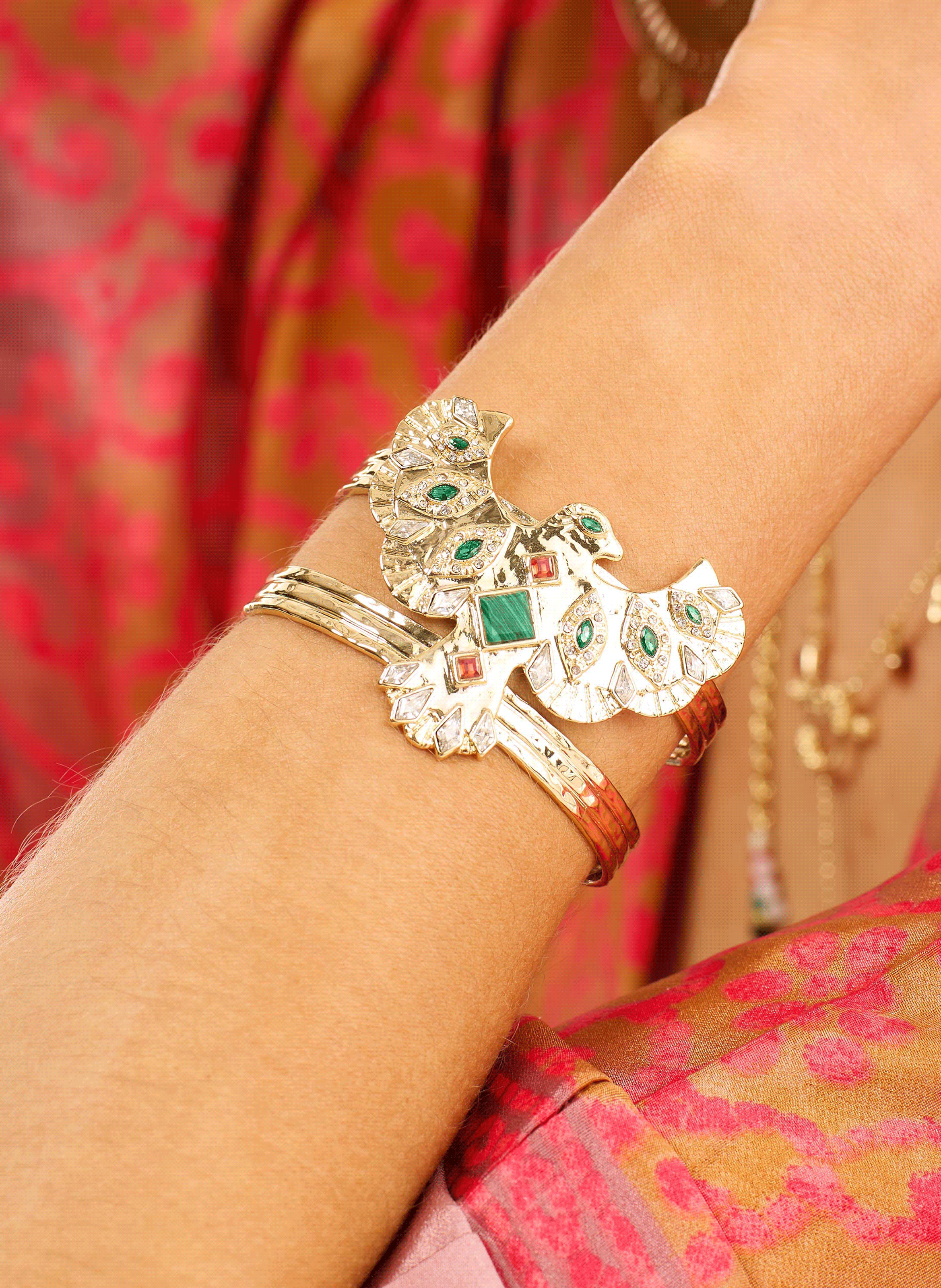 Bangle bracelet with central cabochon HIPANEMA Golden