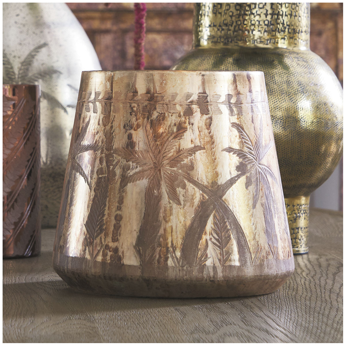 Round vase BLANC D'IVOIRE Golden