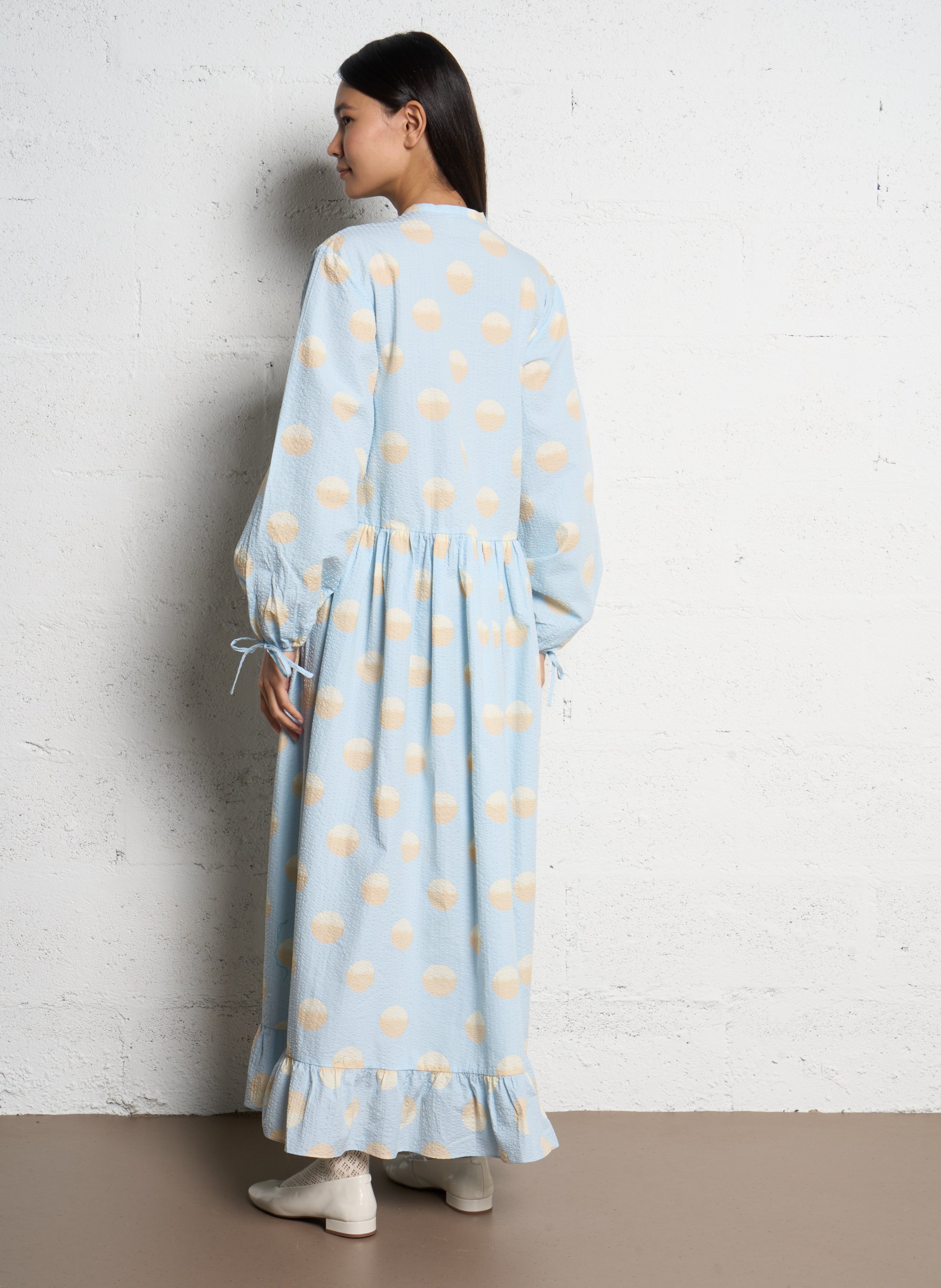 Robe longue col rond en coton bio STELLA NOVA Bleu