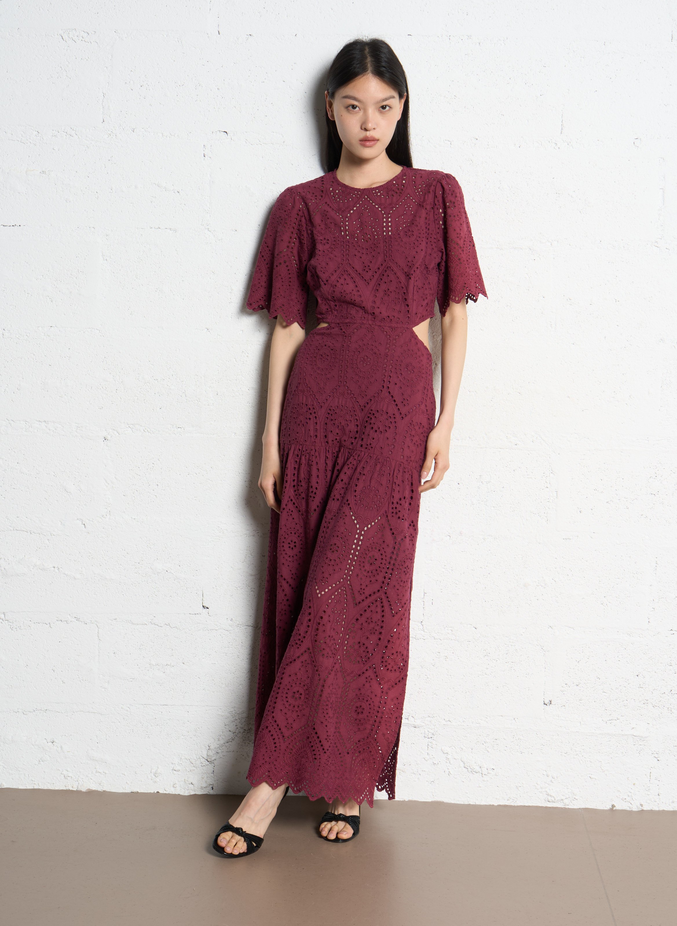 Robe longue broderie anglaise IKKS Violet