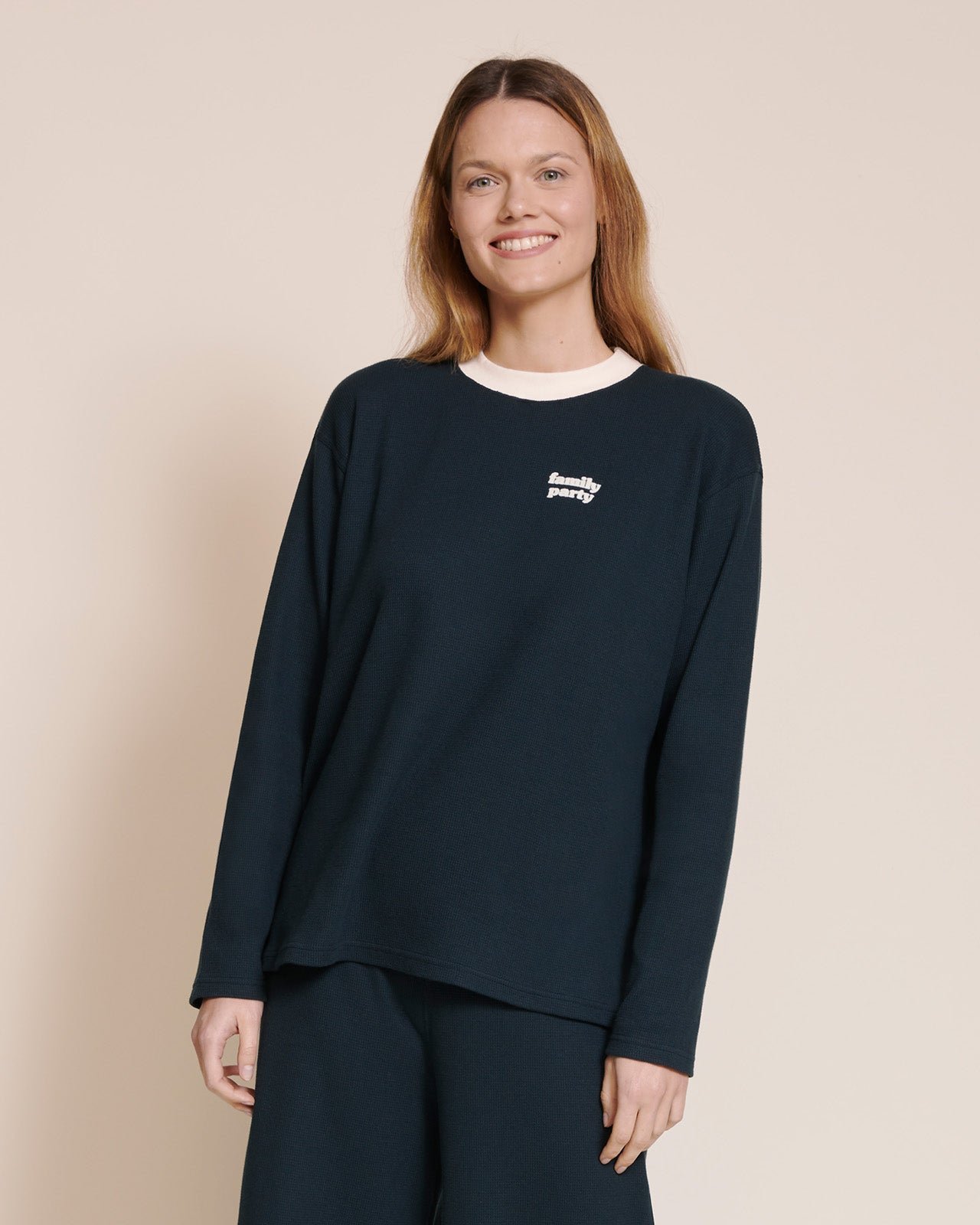 Women's Family Party organic cotton honeycomb pajama top EMOI EMOI Blue